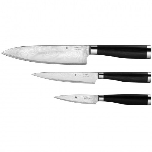 WMF Messer-Set Yari – 3-teilig – Cromargan (Klinge), Holzgriff – Schwarz