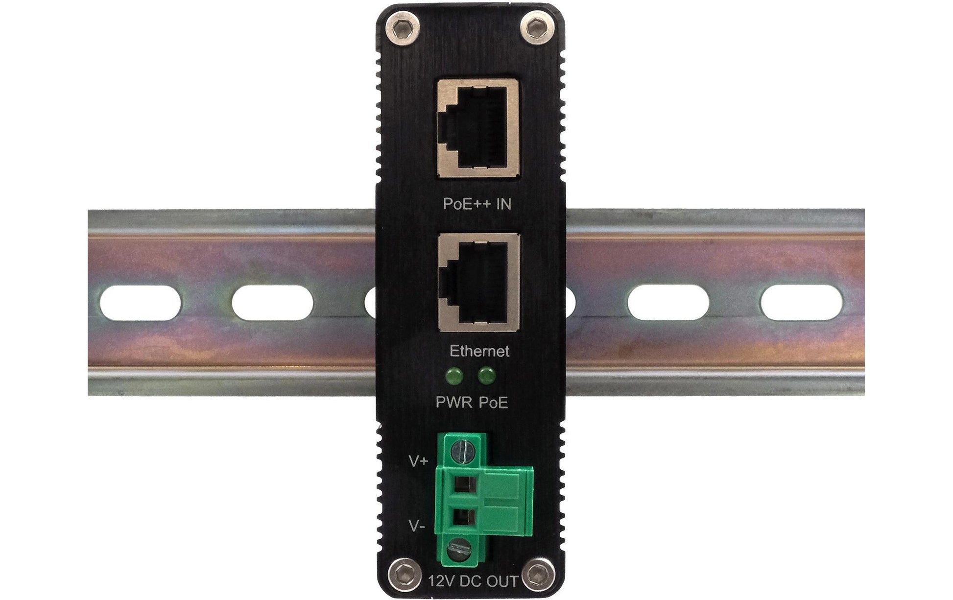 EXSYS EX-60326 PoE-Splitter – Gigabit, PoE++ 12 VDC/36 W, 1× RJ-45, Hutschiene – für IP-Kameras/WLAN-AP