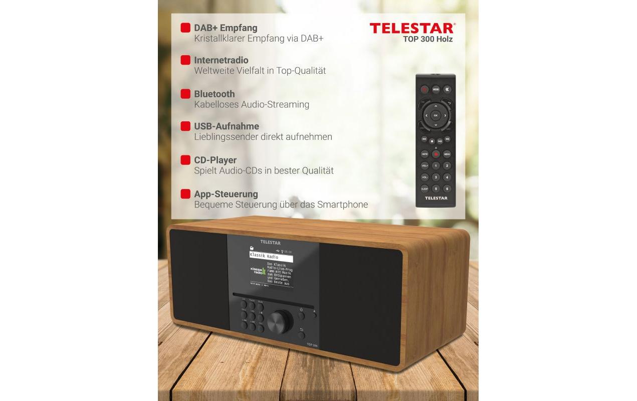 Telestar TOP 300 – DAB-/Internetradio – Tischradio – DAB+, UKW, CD, Bluetooth – Braun