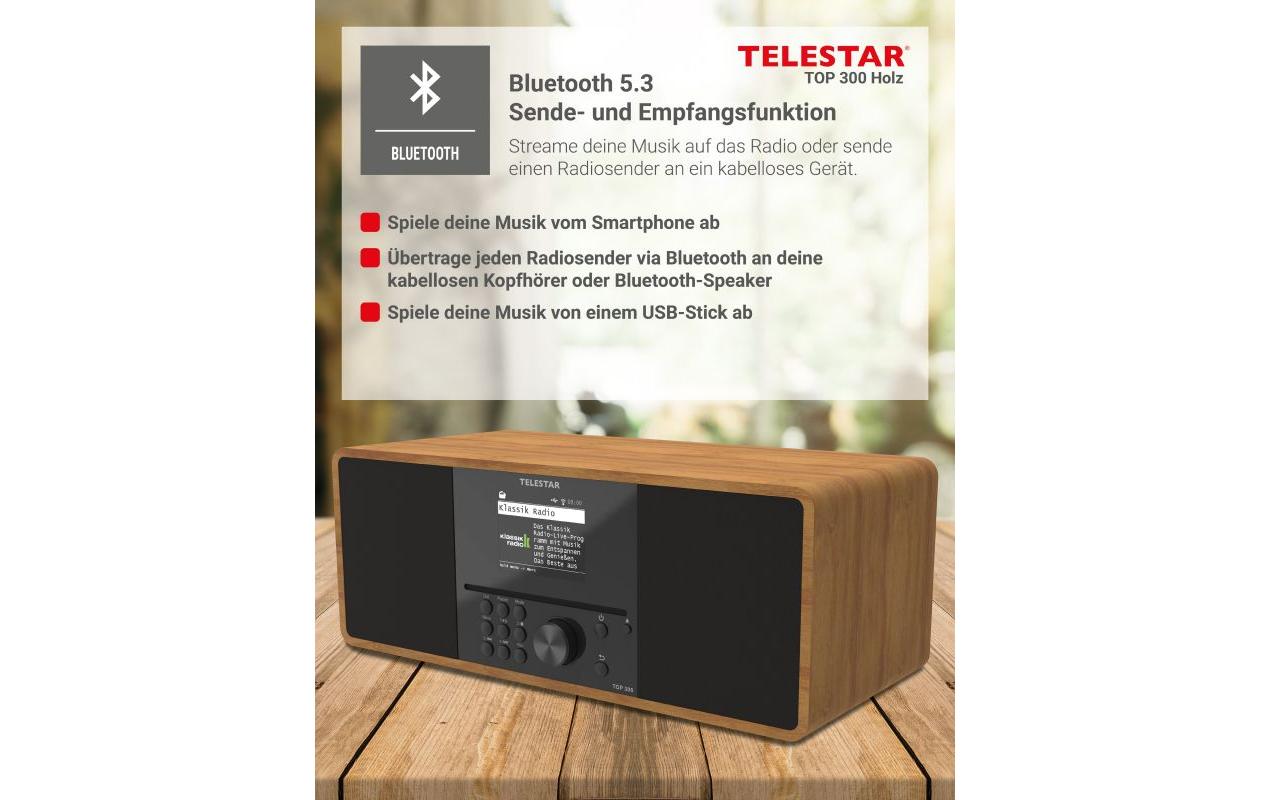 Telestar TOP 300 – DAB-/Internetradio – Tischradio – DAB+, UKW, CD, Bluetooth – Braun