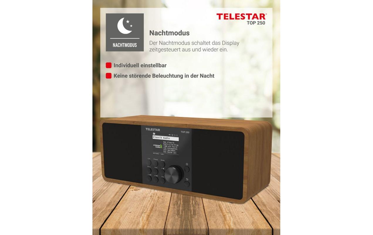 Telestar TOP 250 – DAB-/Internetradio – Tischradio – DAB+, UKW, USB, Bluetooth – Braun