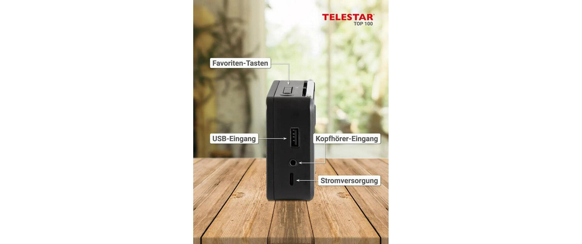 Telestar TOP 100 – DAB-/Internetradio – DAB+, UKW, Bluetooth, Akkubetrieb – Schwarz