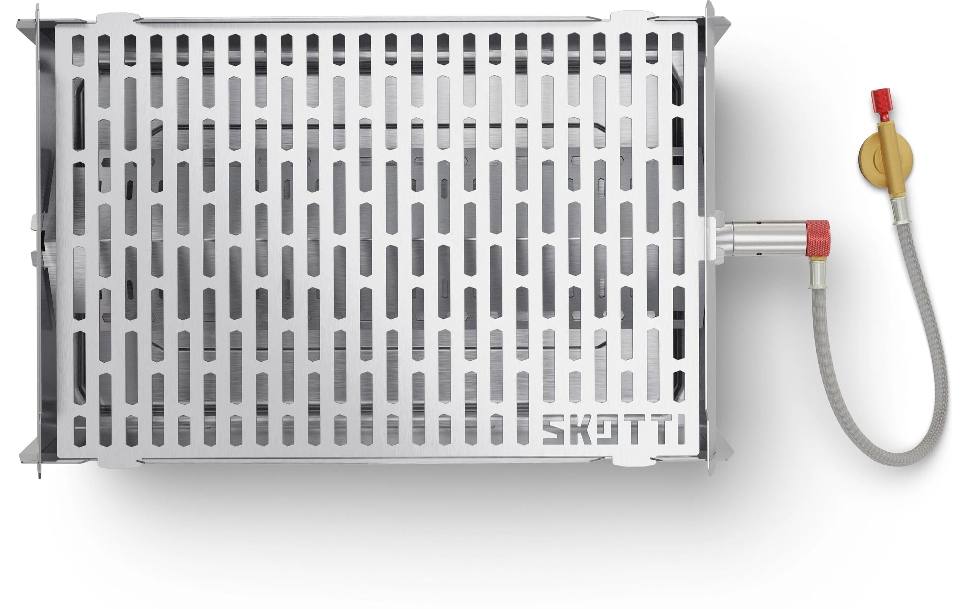 Skotti Gasgrill – 2,1 kW, Grillfläche 21 × 30,4 cm – Silber/Edelstahl