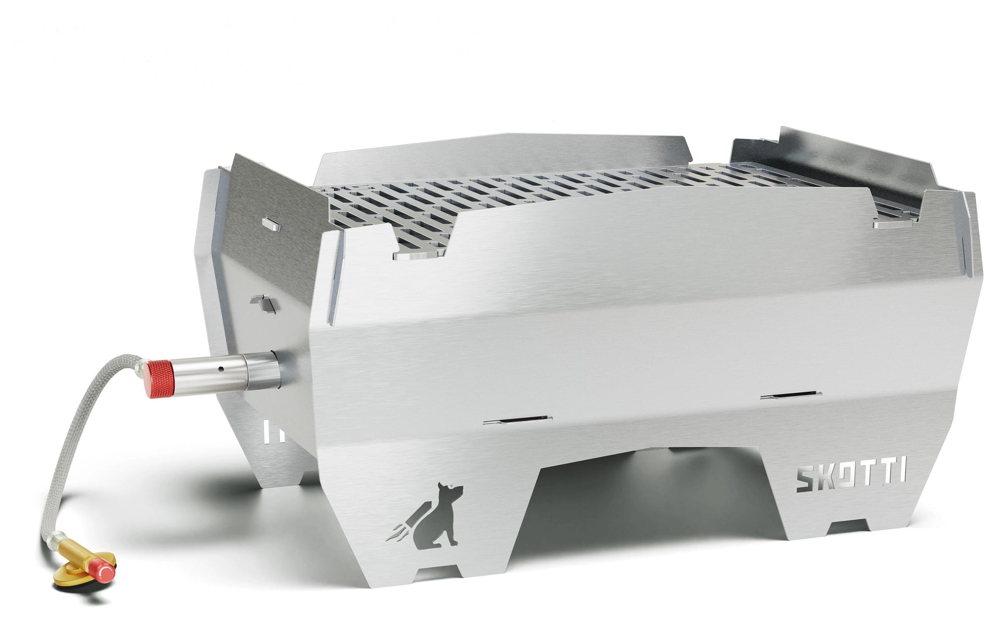 Skotti Gasgrill – 2,1 kW, Grillfläche 21 × 30,4 cm – Silber/Edelstahl