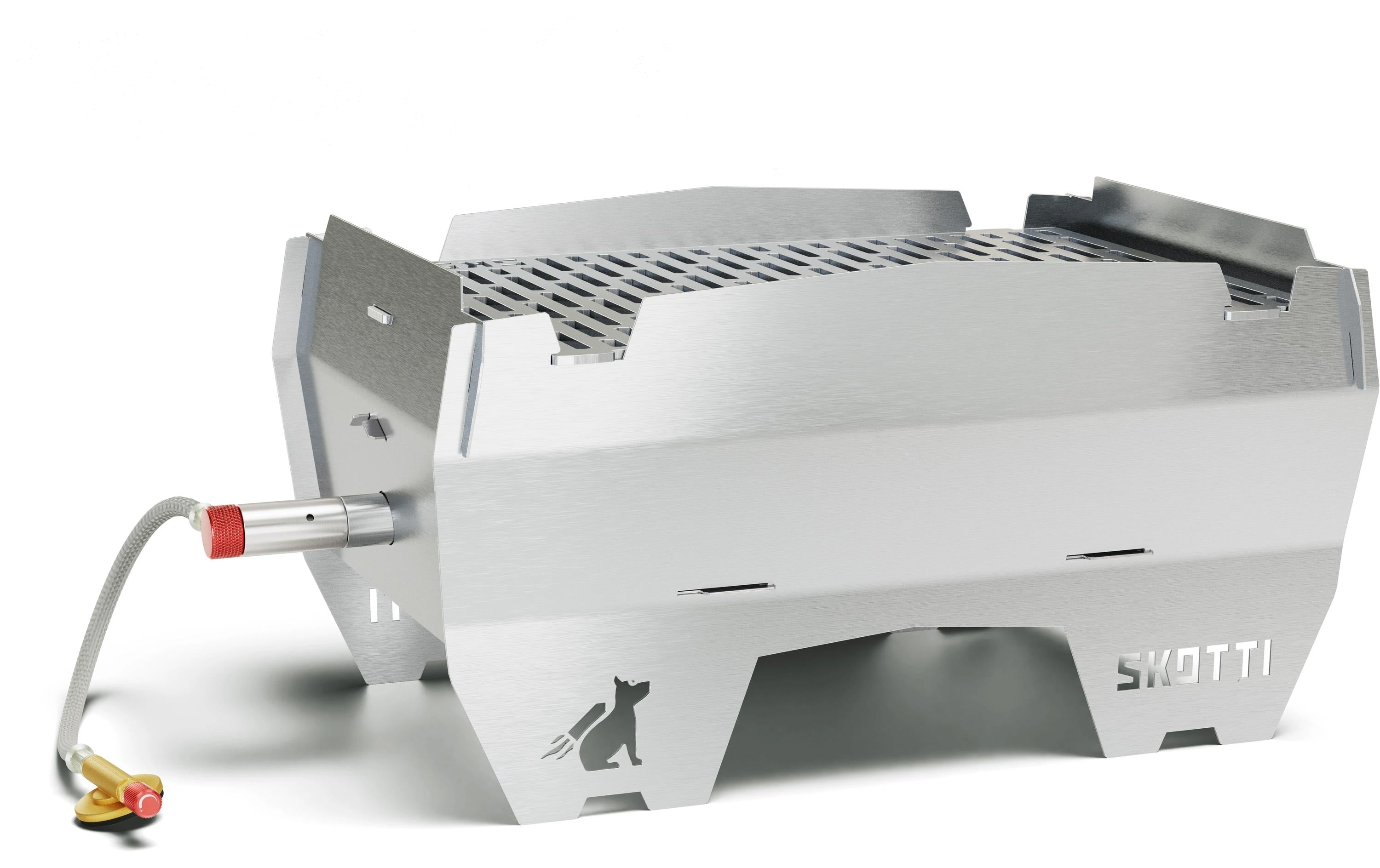 Skotti Gasgrill – 2,1 kW, Grillfläche 21 × 30,4 cm – Silber/Edelstahl