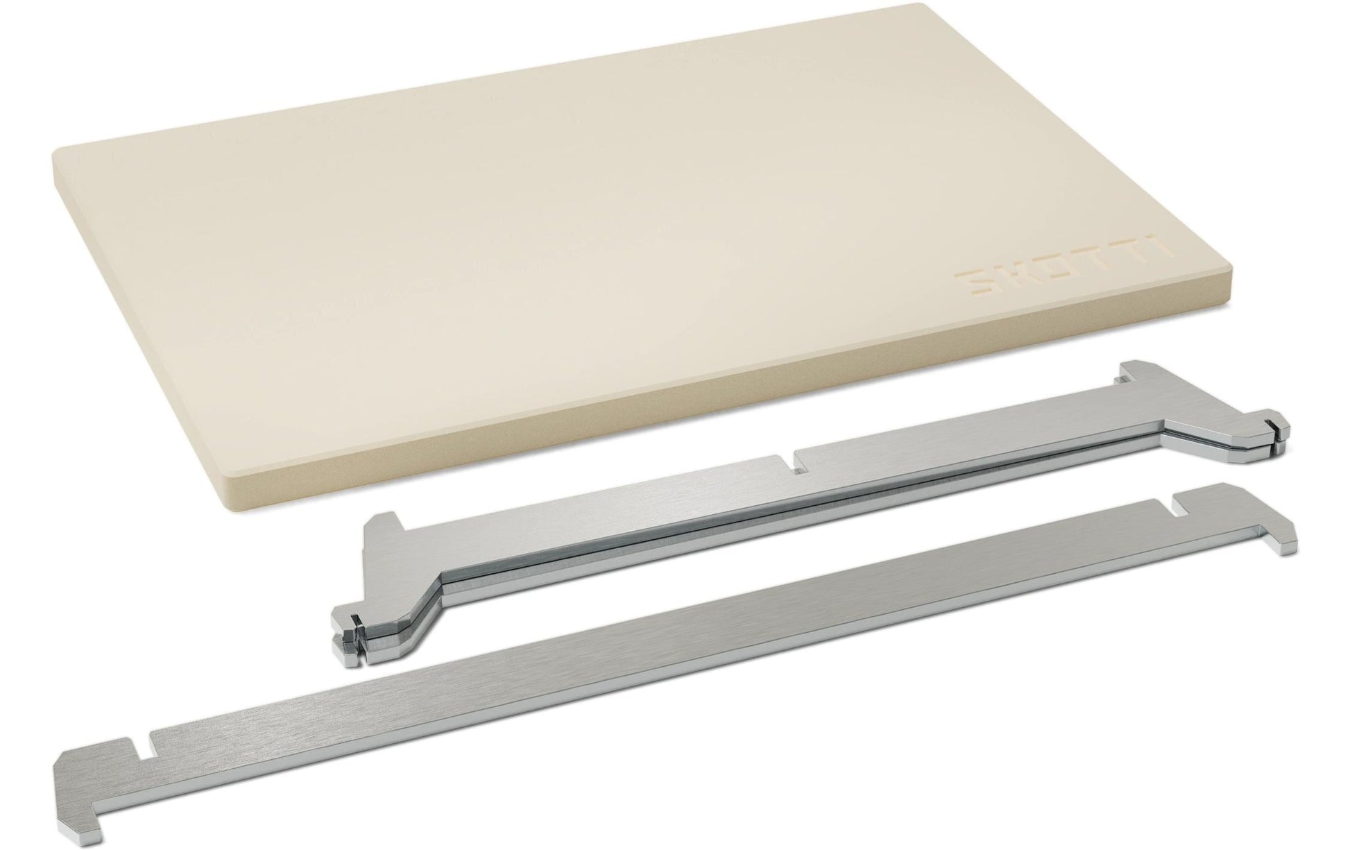 Skotti Pizzastein 24 × 16,5 × 1 cm, Stein/Edelstahl, Beige, für Grill