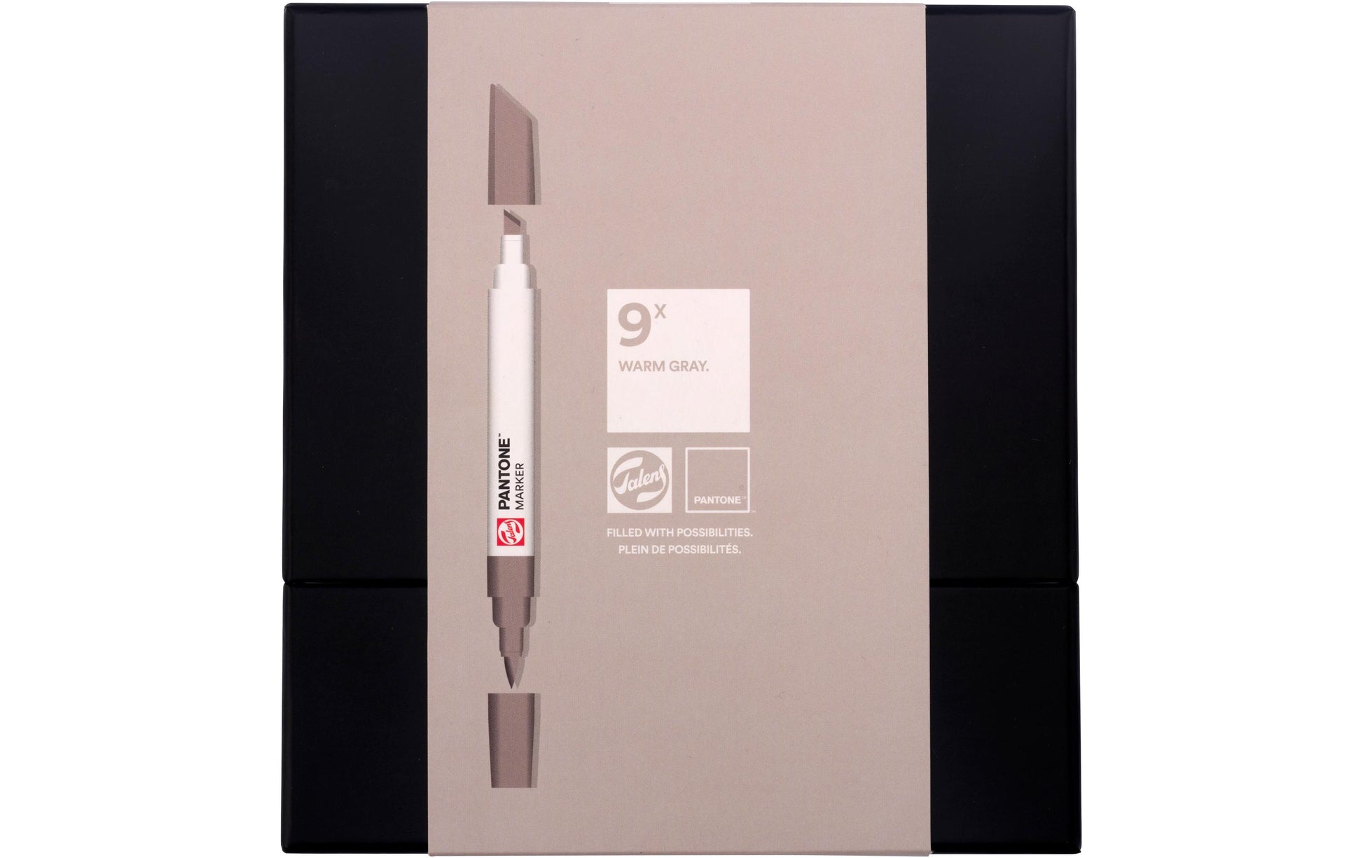 Talens Designmarker-Set Pantone, Keil/Pinsel, Warmgrau – 9-tlg., schnelltrocknend, lichtbeständig, wasserfest