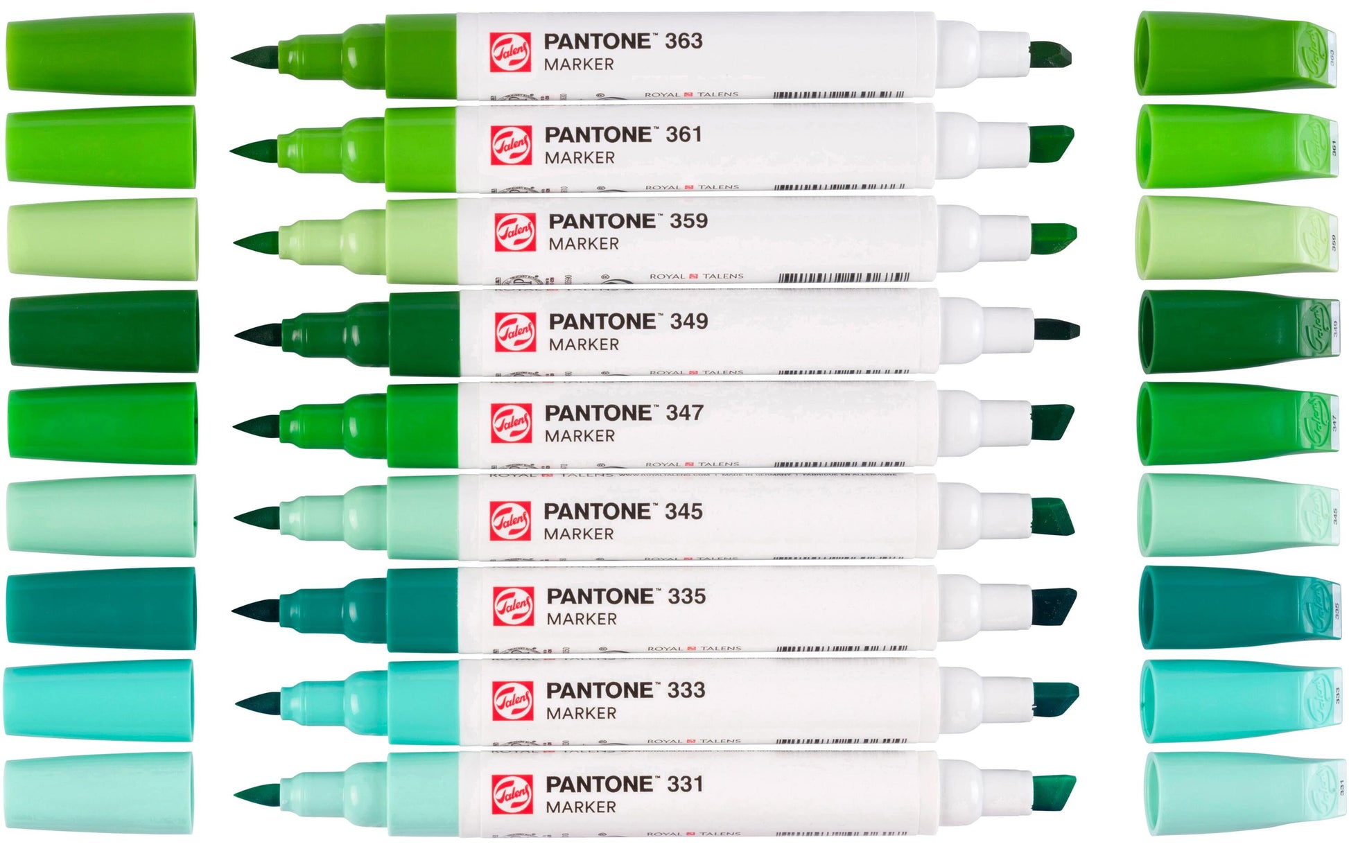 Talens Non-Permanent-Marker Pantone – grün – 9er-Set