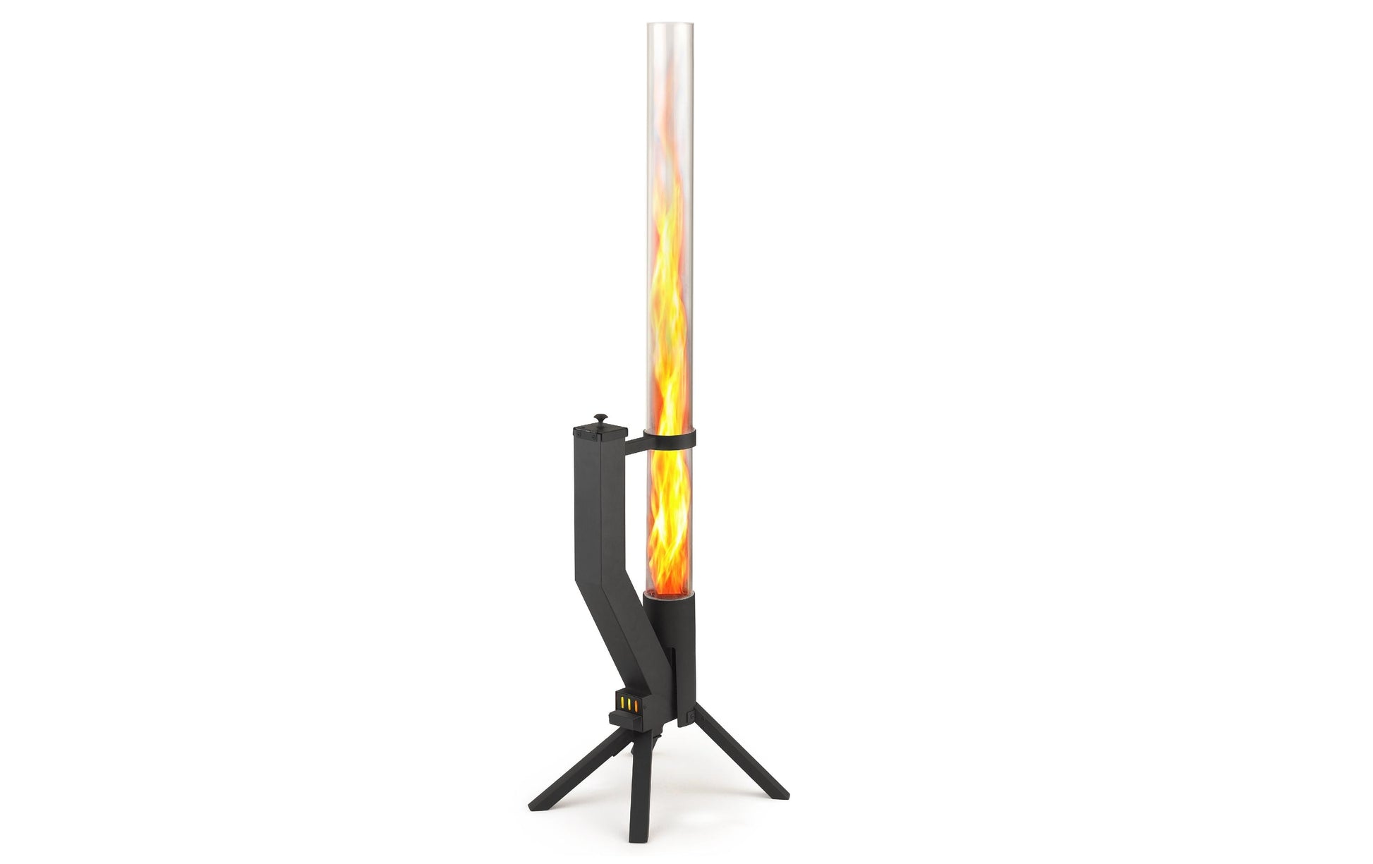 Gardenflare Freistehende Feuerstelle – Ø 8 × 130 cm – Metall & Borosilikatglas & Edelstahl, Schwarz