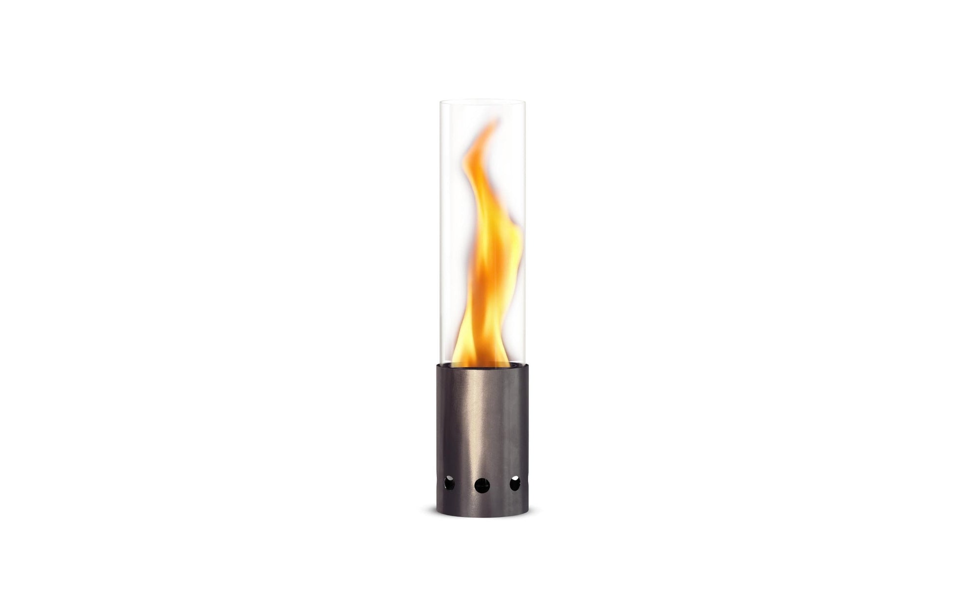 Gardenflare Tischfeuer – Ø 20 × 50,1 cm – Borosilikatglas & Edelstahl, Silber