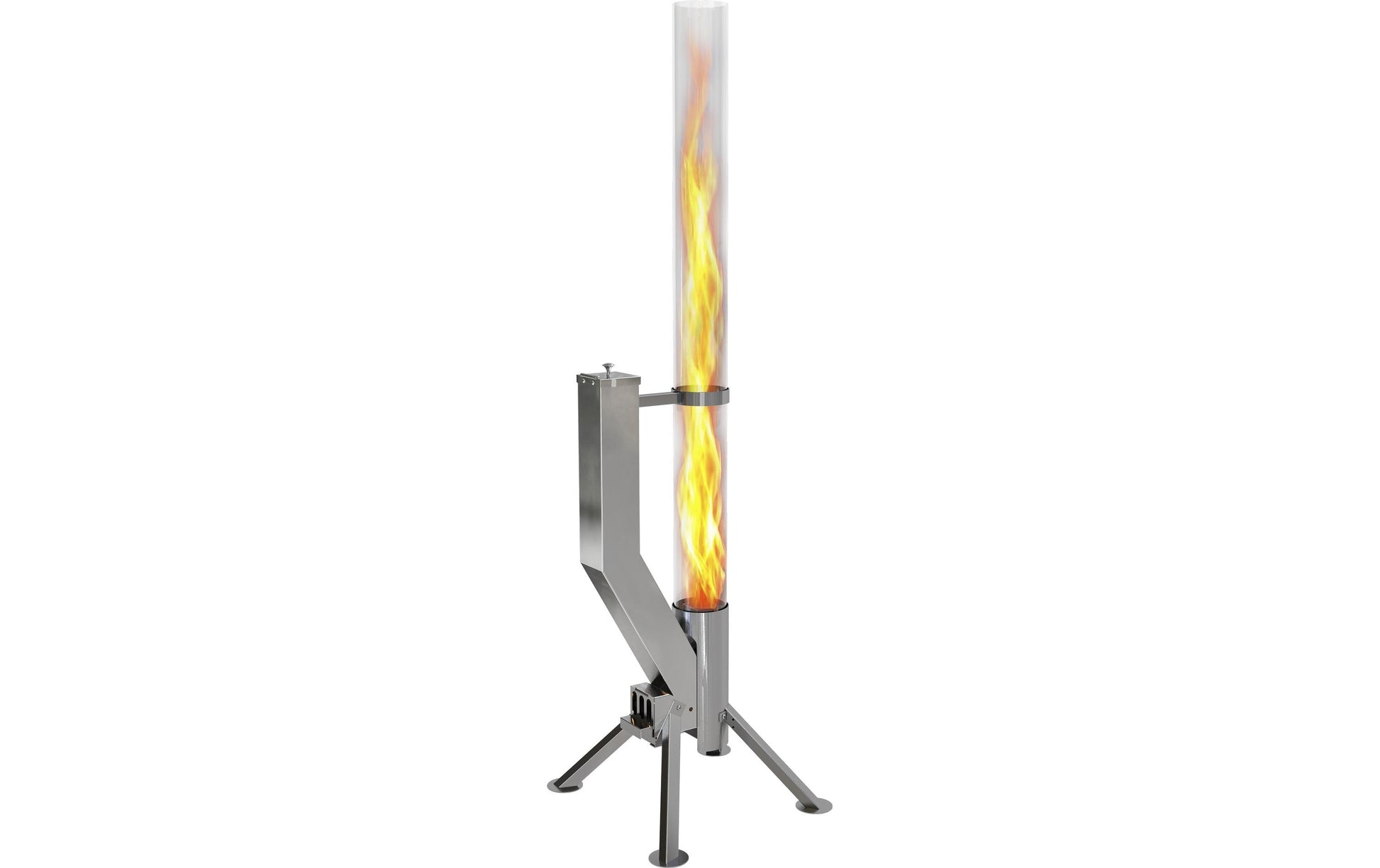 Gardenflare Premium Feuerrohr – Ø 10 × 148 cm – Edelstahl & Borosilikatglas, Silber