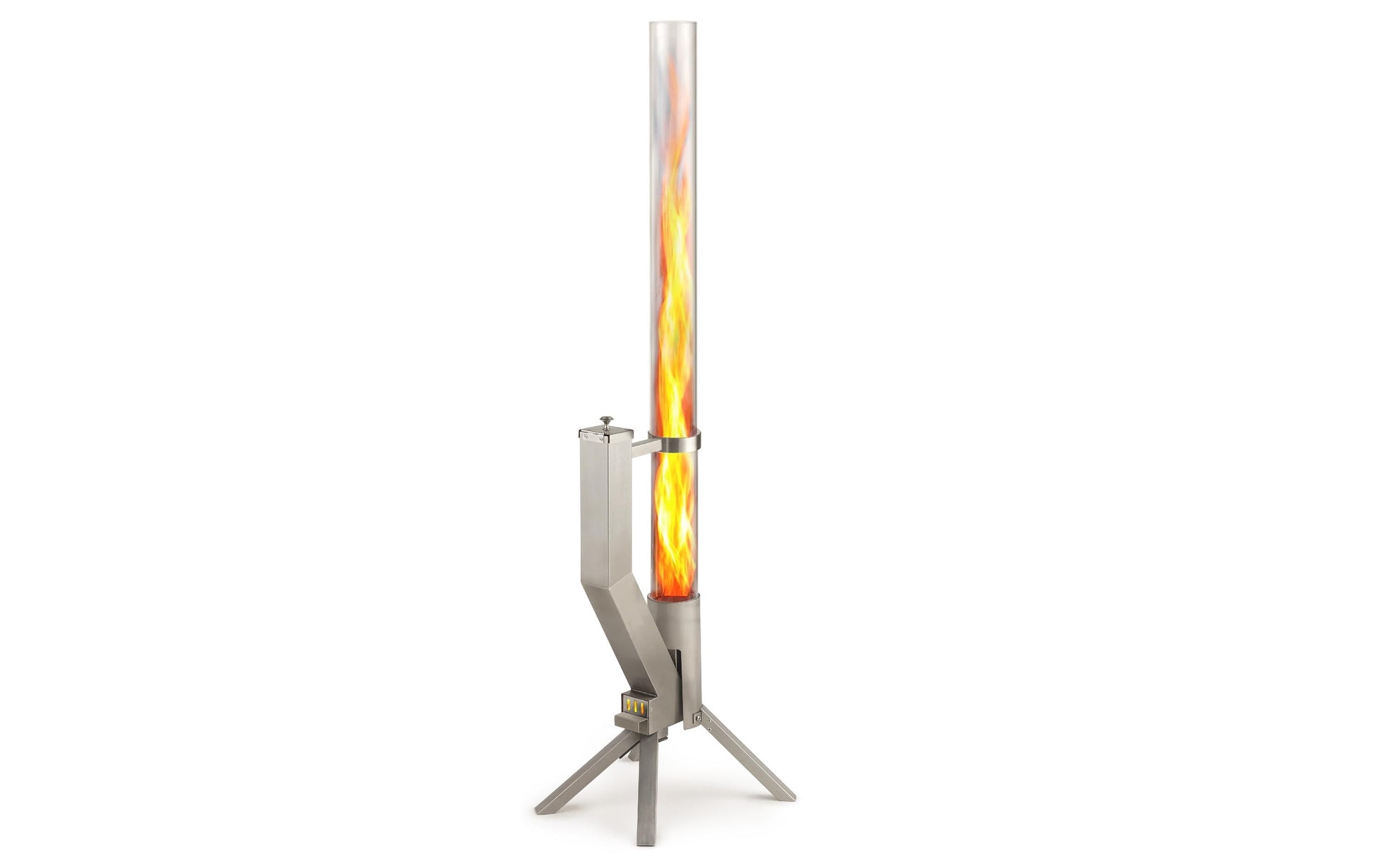 Gardenflare Feuerrohr – Ø 8 × 130 cm – Edelstahl & Borosilikatglas, Silber