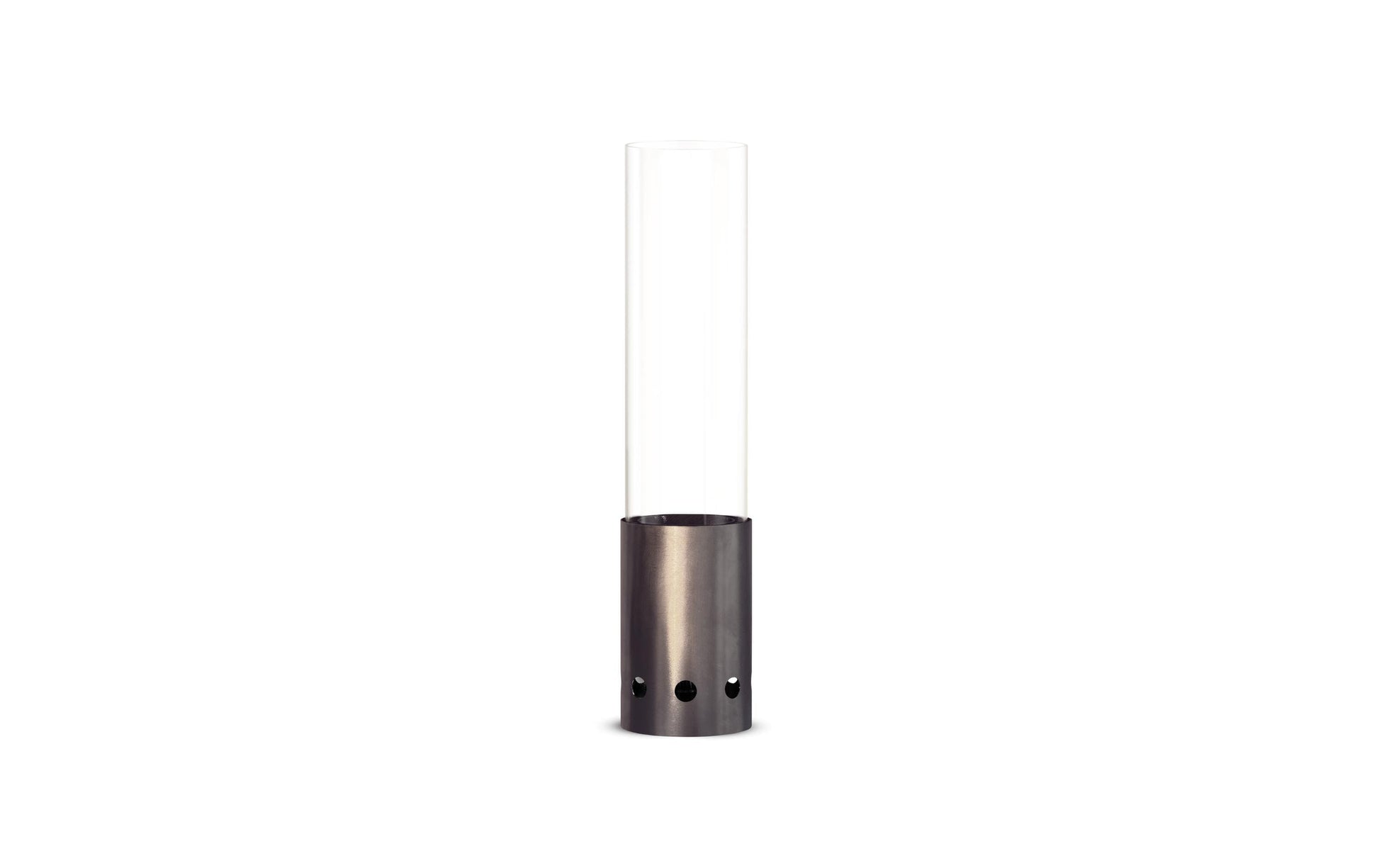 Gardenflare Tischfeuer – Ø 20 × 50,1 cm – Borosilikatglas & Edelstahl, Silber