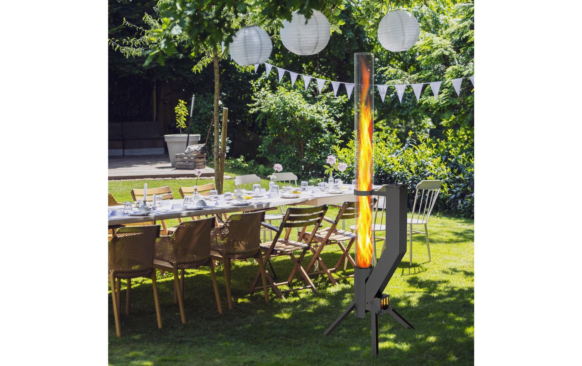 Gardenflare Stehleuchte Aussen 10026 – 148 cm – Schwarz – Edelstahl, Borosilikatglas