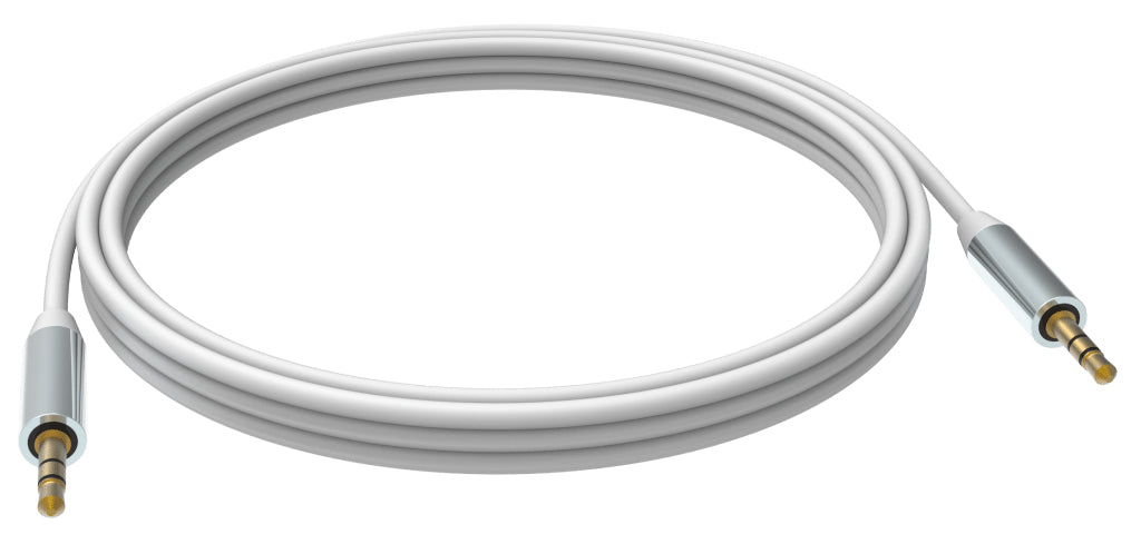 Vision 3,5-mm-Klinkenkabel – Stecker zu Stecker – 10 m, vergoldete Stecker, Weiss