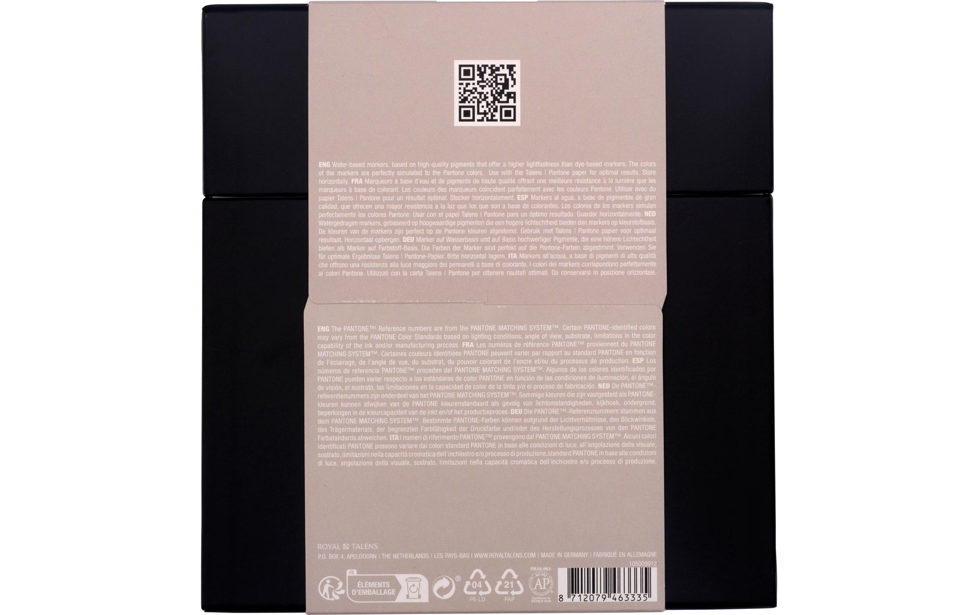 Talens Designmarker-Set Pantone, Keil/Pinsel, Warmgrau – 9-tlg., schnelltrocknend, lichtbeständig, wasserfest