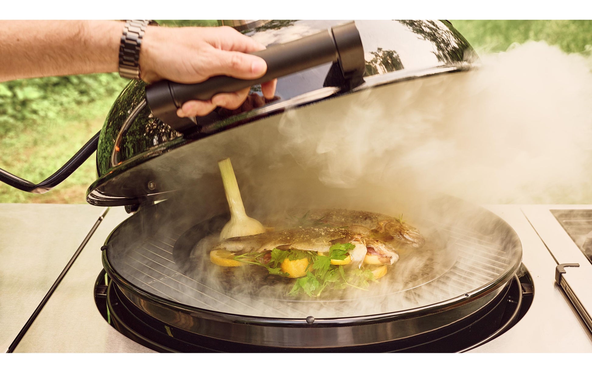 Outdoorchef Kaltrauchanlage Smoke – bis zu 8 Std. Akku, Edelstahl – schwarz/edelstahl