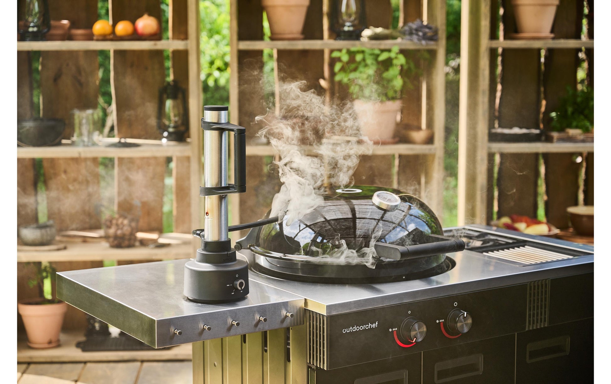 Outdoorchef Kaltrauchanlage Smoke – bis zu 8 Std. Akku, Edelstahl – schwarz/edelstahl