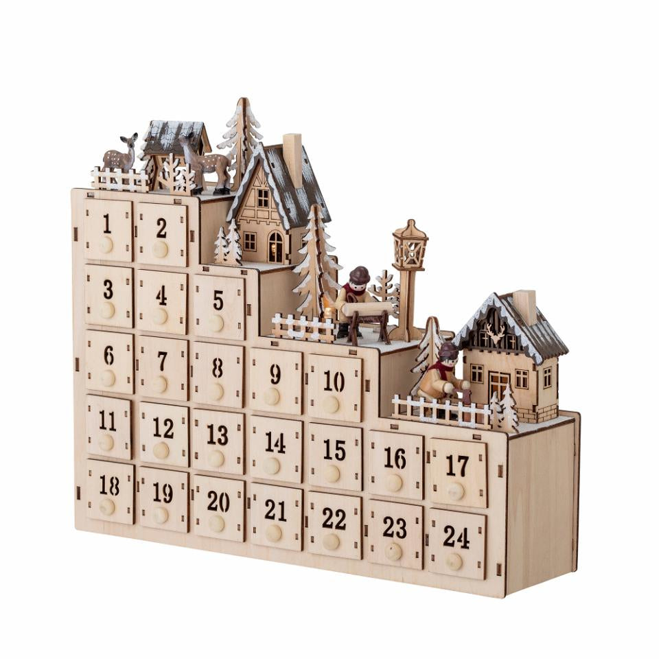 Bloomingville Adventskalender – 24 Fenster – Sperrholz, Natur – 38 × 33 × 10 cm