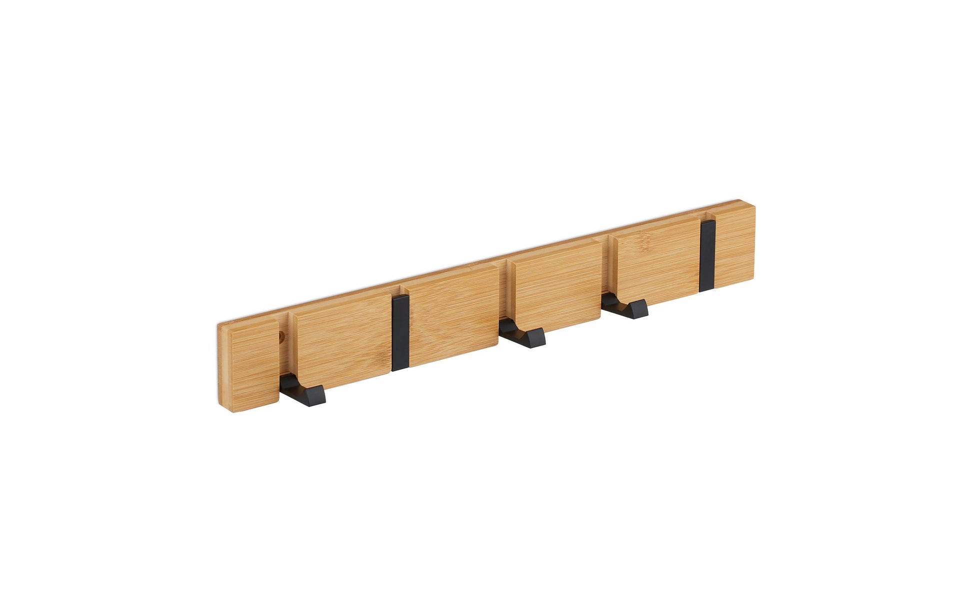 Relaxdays 10050932_8059 Wandgarderobe 5 Haken – Bambus/Aluminium – Hellbraun