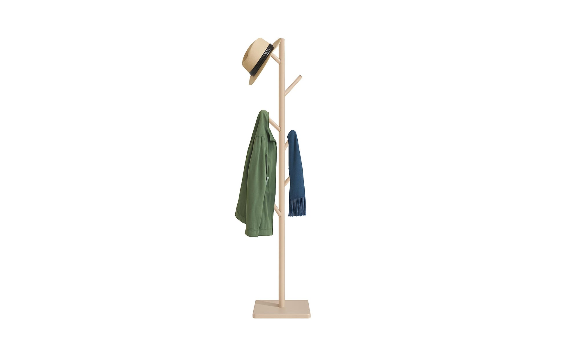 Relaxdays Garderobenständer mit 8 Haken – Holz – Beige – 1'750 mm
