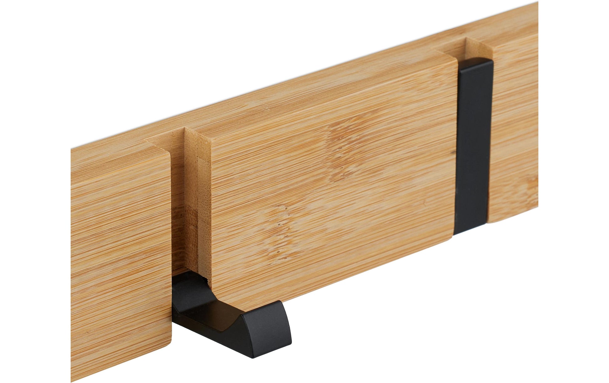 Relaxdays 10050932_8059 Wandgarderobe 5 Haken – Bambus/Aluminium – Hellbraun