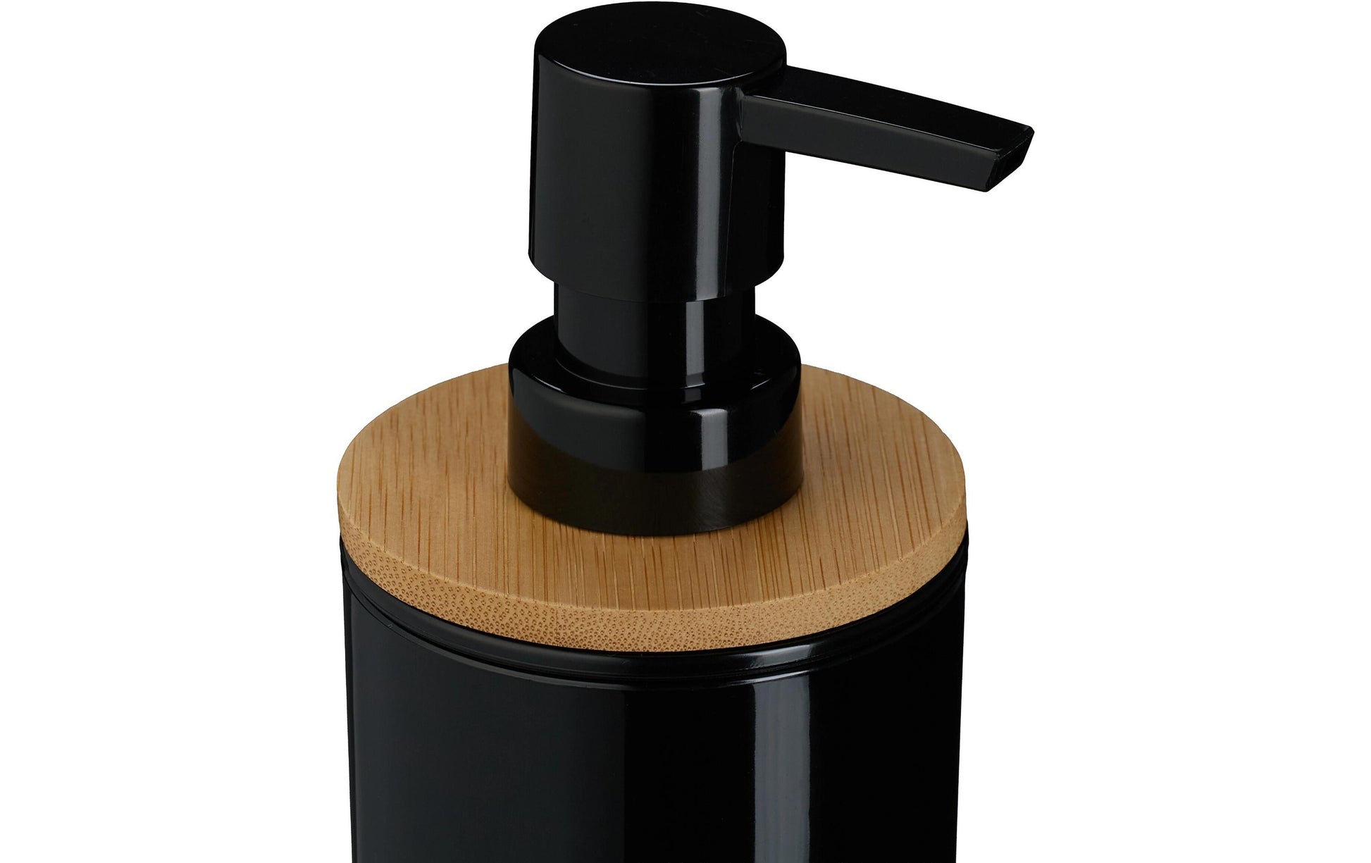 Relaxdays Badezimmer-Set – Kunststoff (65%)/Kunststoff (20%)/Bambus (15%), freistehend, Schwarz/Holz, 7-teilig