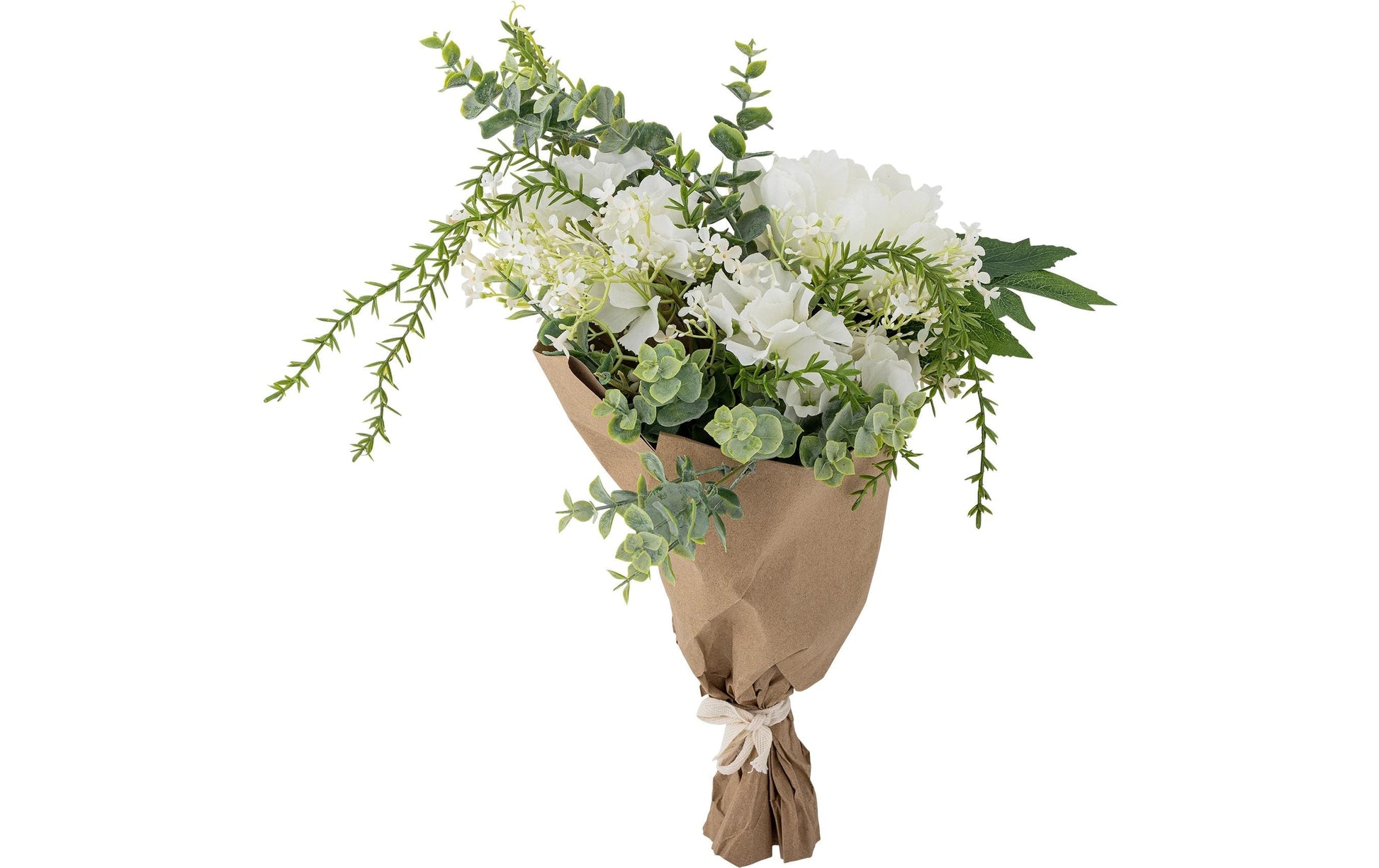 Bloomingville Strauss – Ø 23 × 43 cm – Kunststoff & Papier & Polyester & Eisenguss, weiss