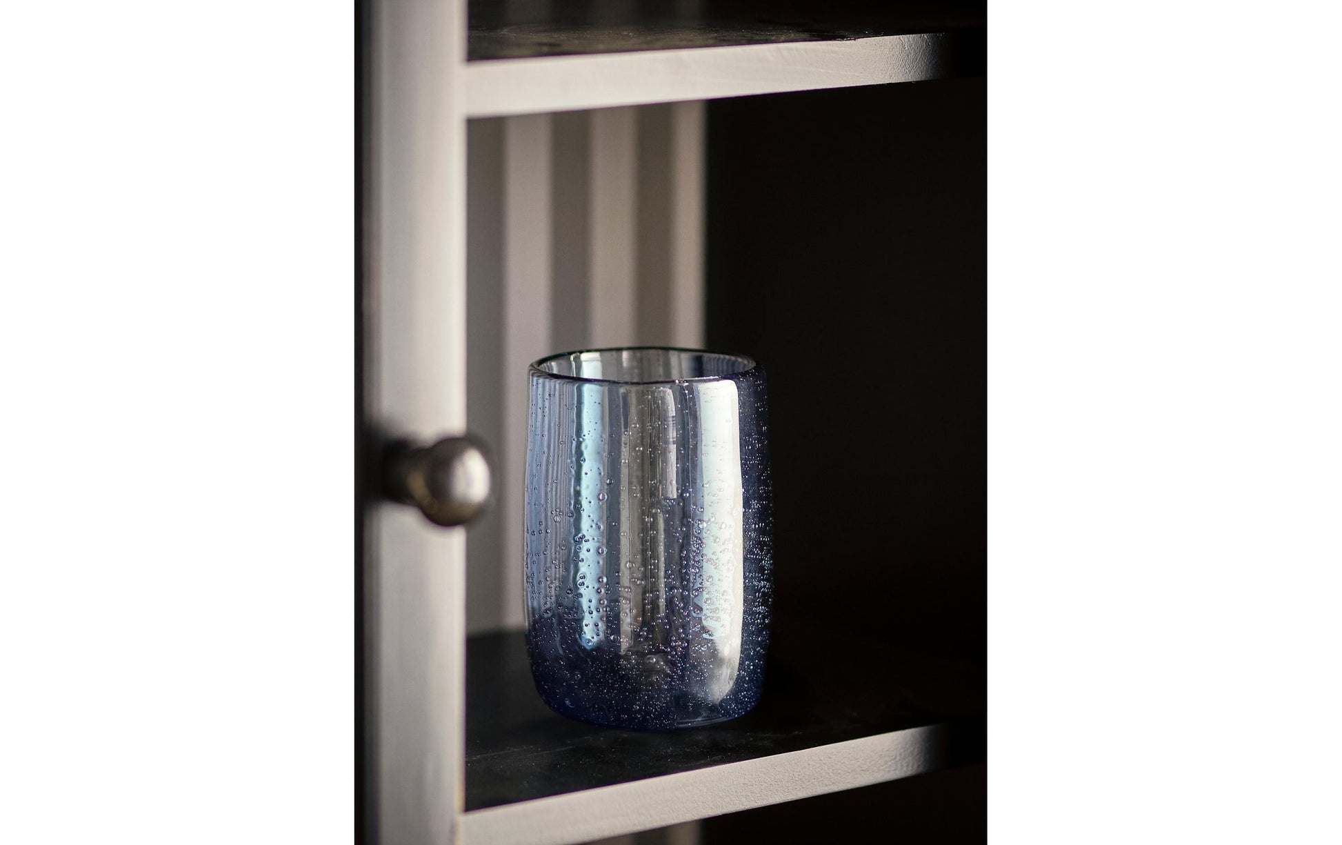 Bloomingville Tabby Trinkglas – 0,33 l, Glas, Blau, spülmaschinenfest, 4 Stück