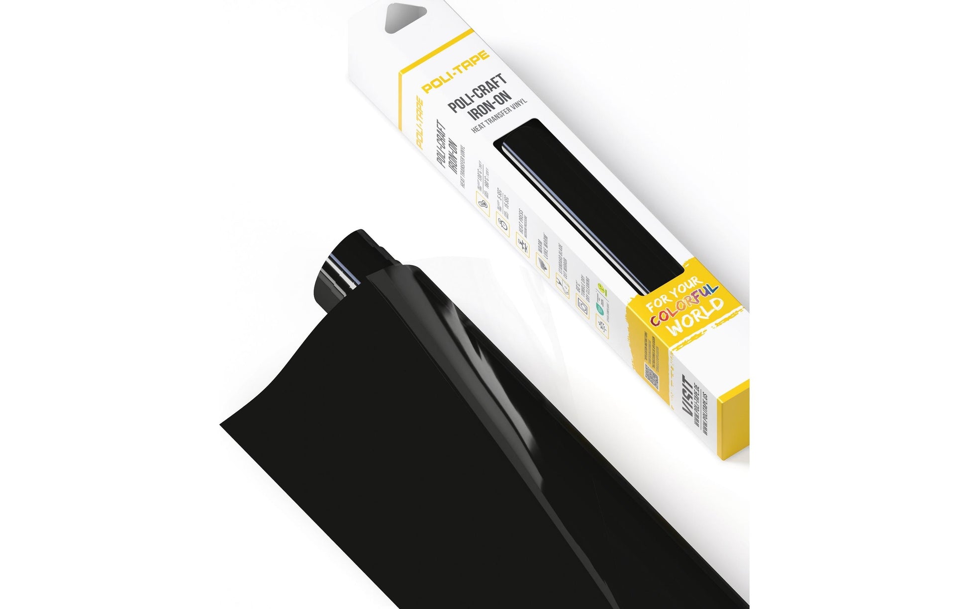 Poli-Tape Aufbügelfolie (HTV), Geflockt, Polyurethan (PU), Schwarz, Matt, 30,5 cm × 305 cm, 1 Stk.