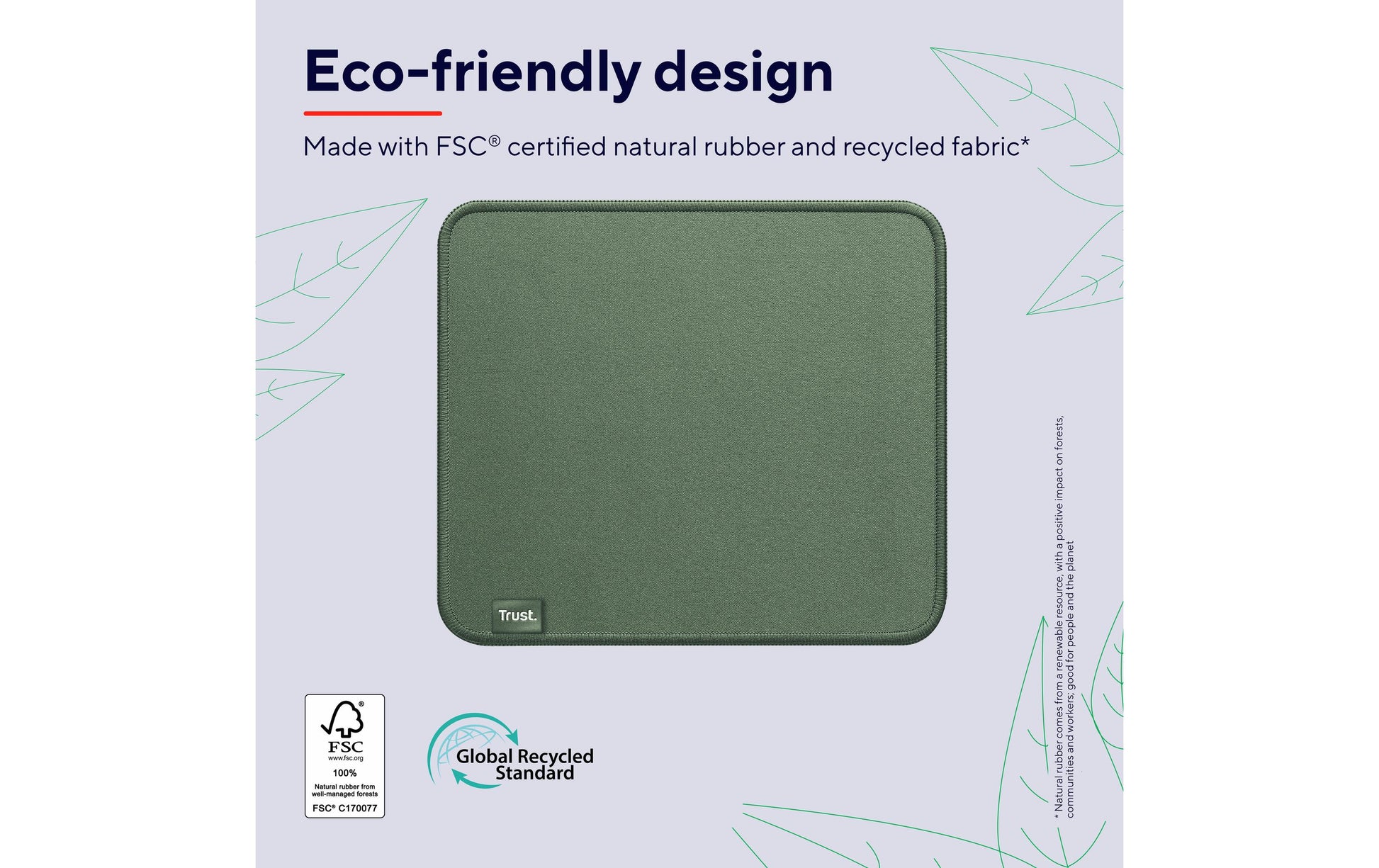 Trust Boye – Mauspad – 250 × 210 mm, Recyceltes PET, Grün