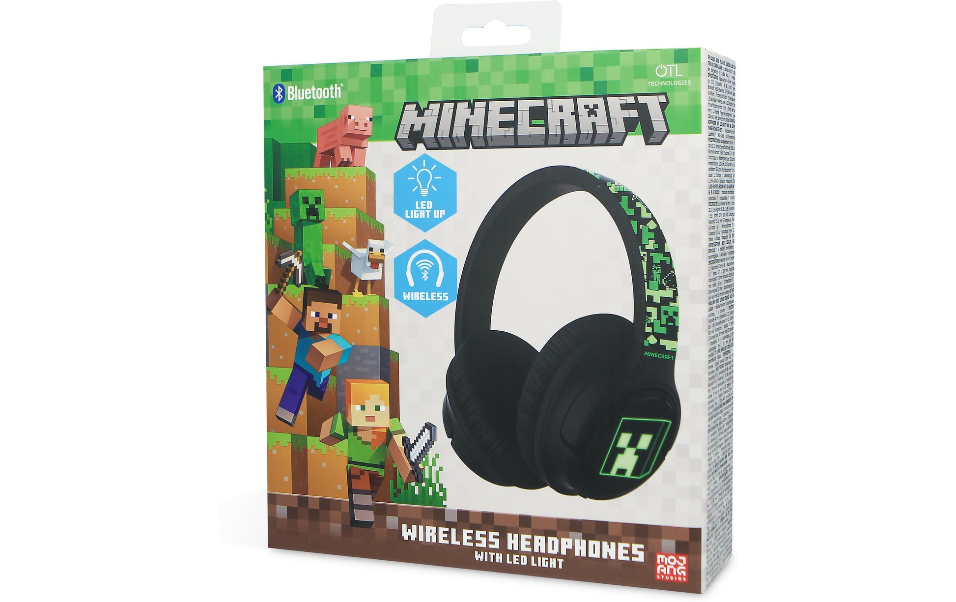 OTL Technologies OTL Minecraft Light Up Over-/On-Ear Kopfhörer – BT, Schwarz/Grün