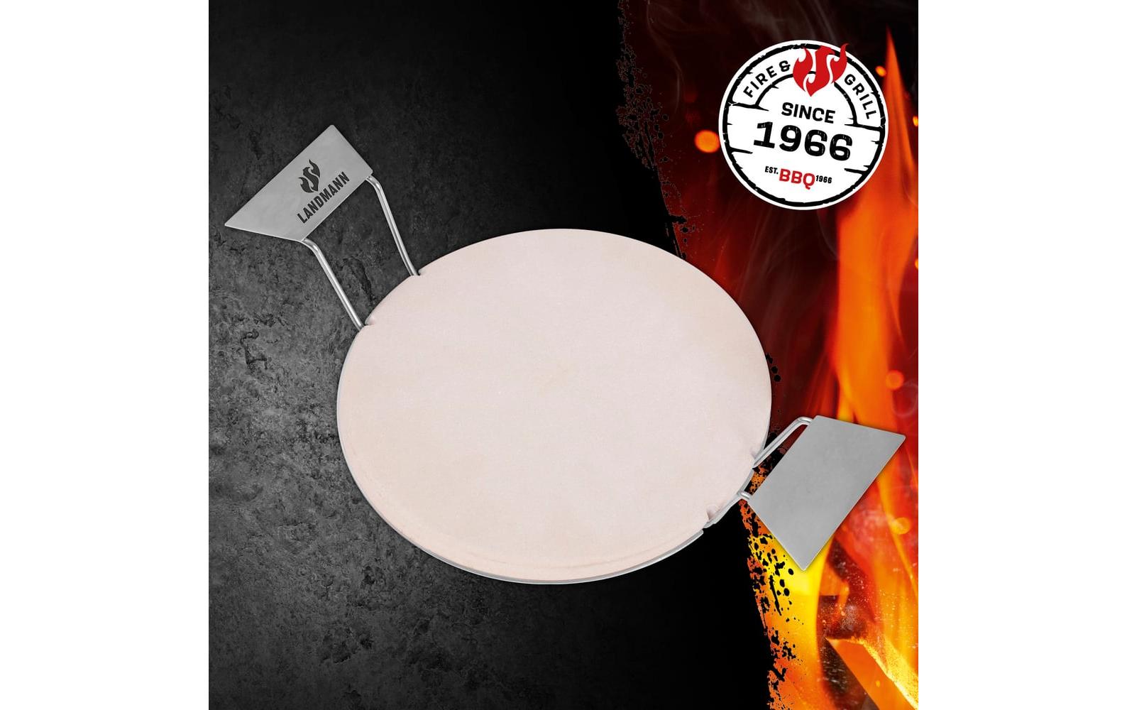 LANDMANN Pizzastein Ø 30,5 × 8,5 cm, Cordierit, Braun