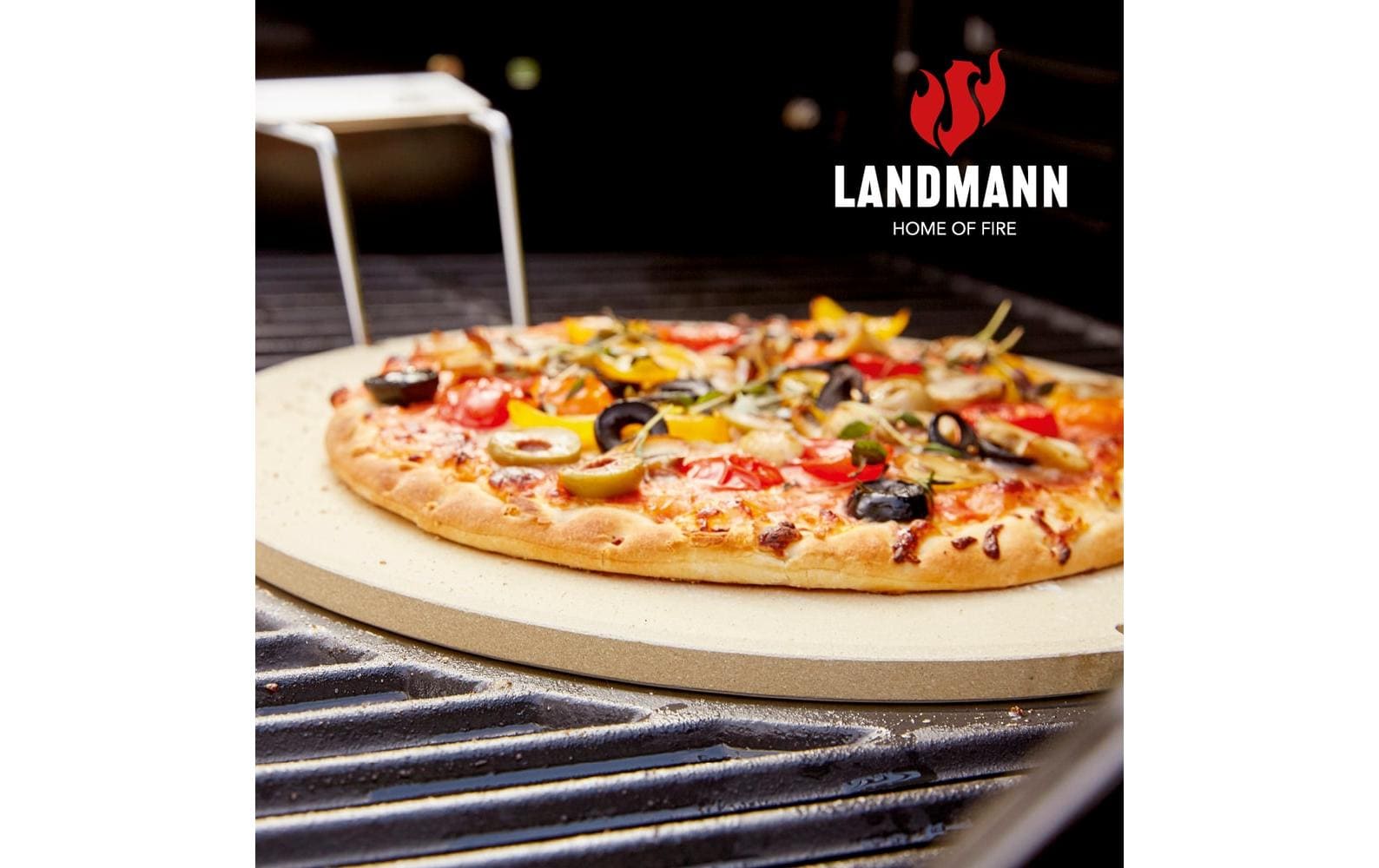 LANDMANN Pizzastein Ø 30,5 × 8,5 cm, Cordierit, Braun