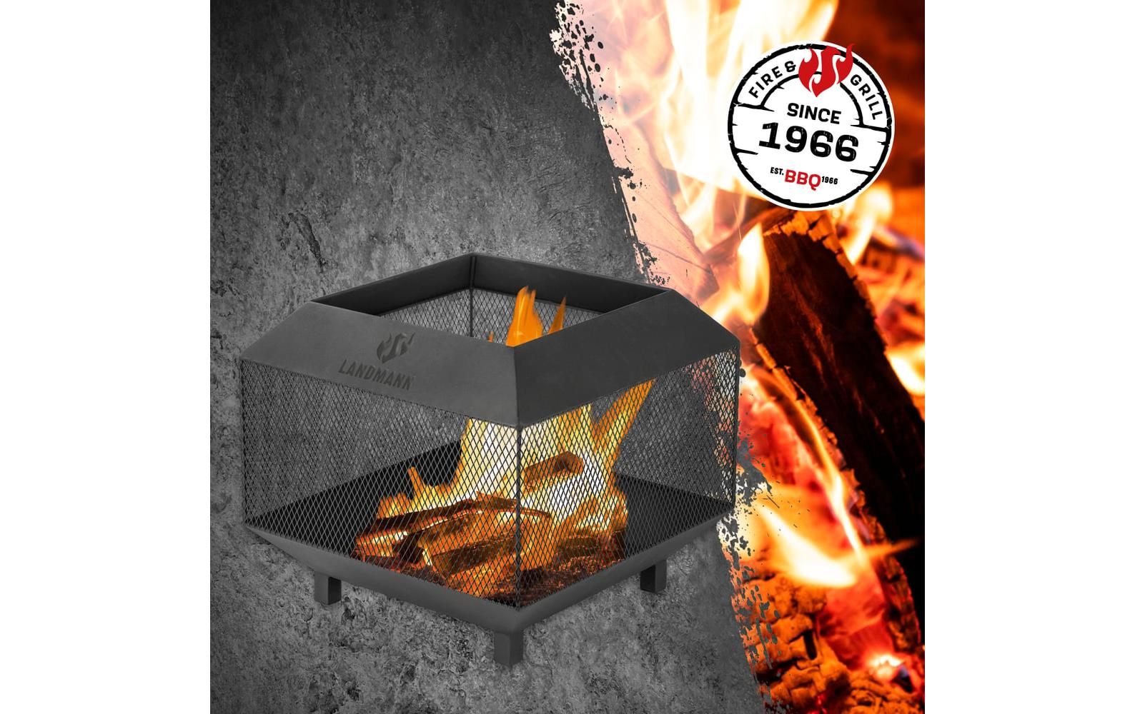 LANDMANN Feuerkorb – Ø 44 × 40 cm – Stahl, schwarz