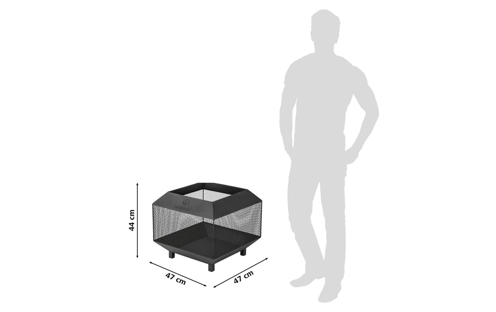 LANDMANN Feuerkorb – Ø 44 × 40 cm – Stahl, schwarz