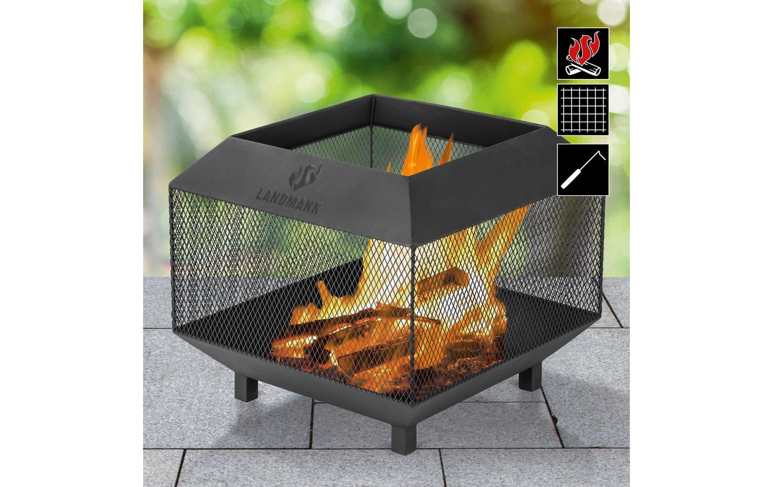 LANDMANN Feuerkorb – Ø 44 × 40 cm – Stahl, schwarz