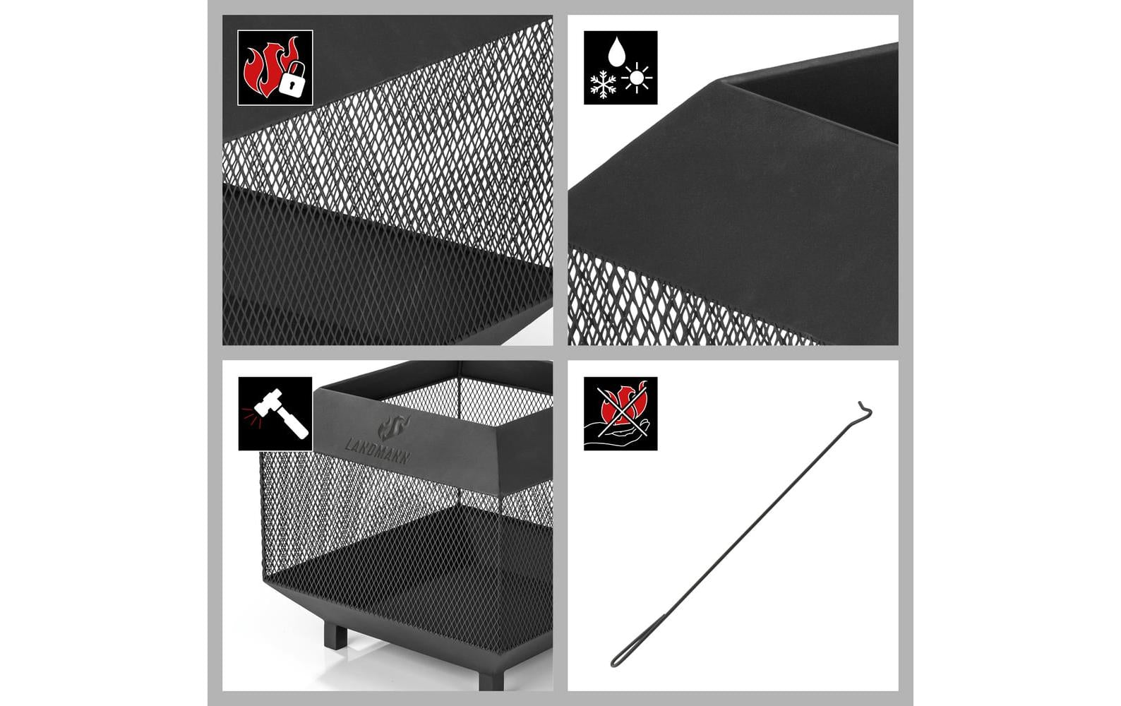 LANDMANN Feuerkorb – Ø 44 × 40 cm – Stahl, schwarz