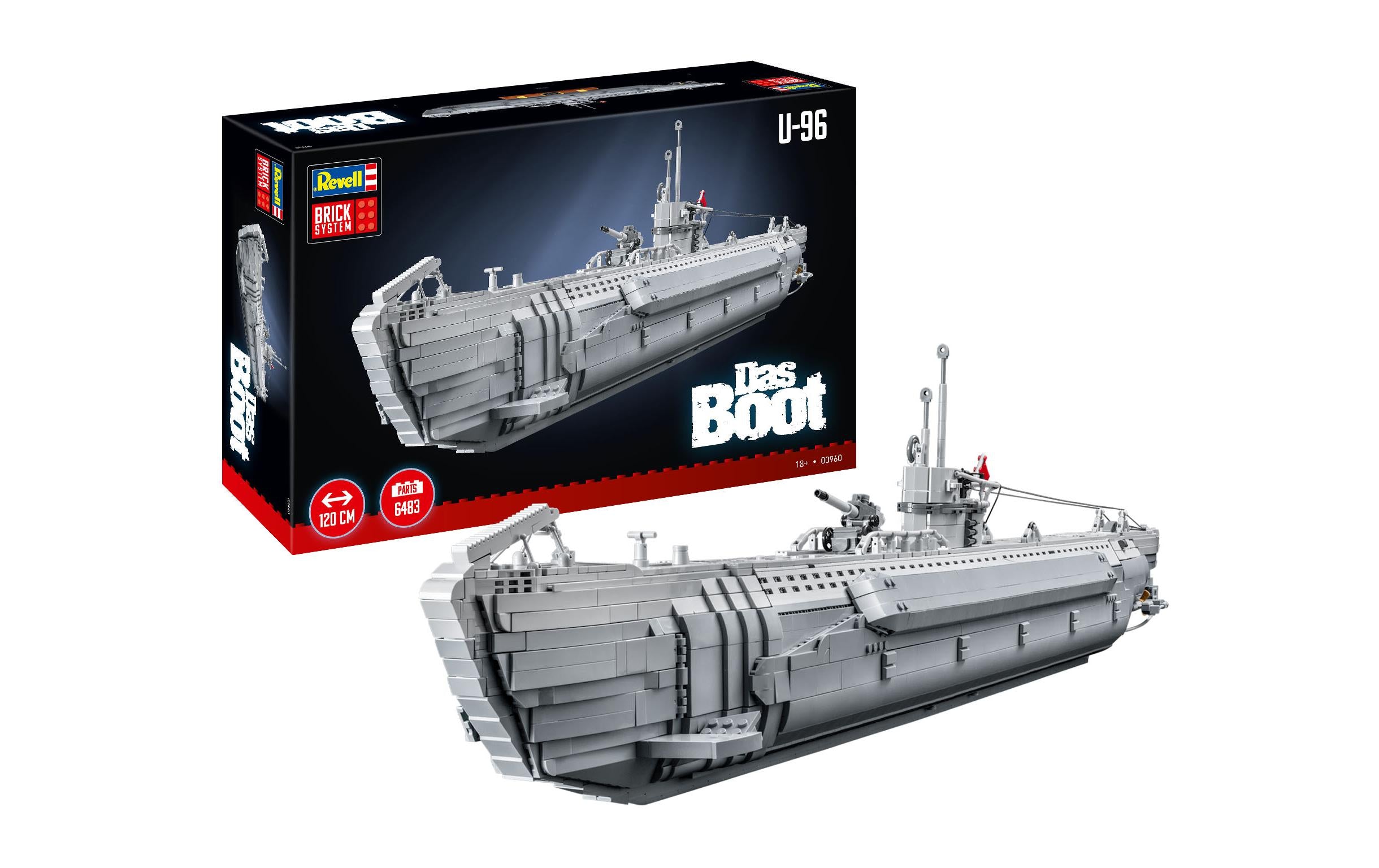 Revell 3D Puzzle U-Boot U-96 Das Boot – 6483 Teile – ab 18 Jahren – Kunststoff, Grau