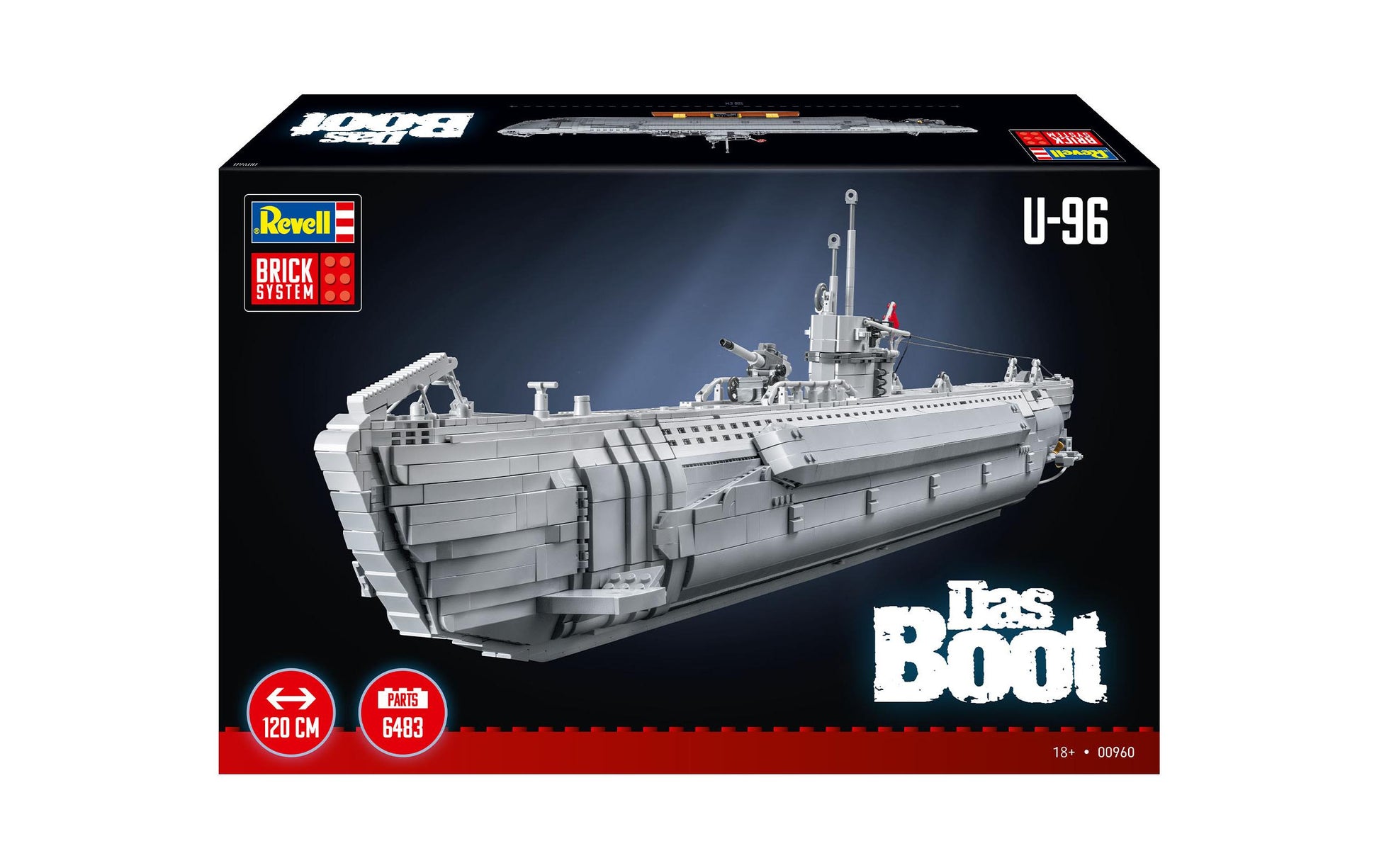 Revell 3D Puzzle U-Boot U-96 Das Boot – 6483 Teile – ab 18 Jahren – Kunststoff, Grau