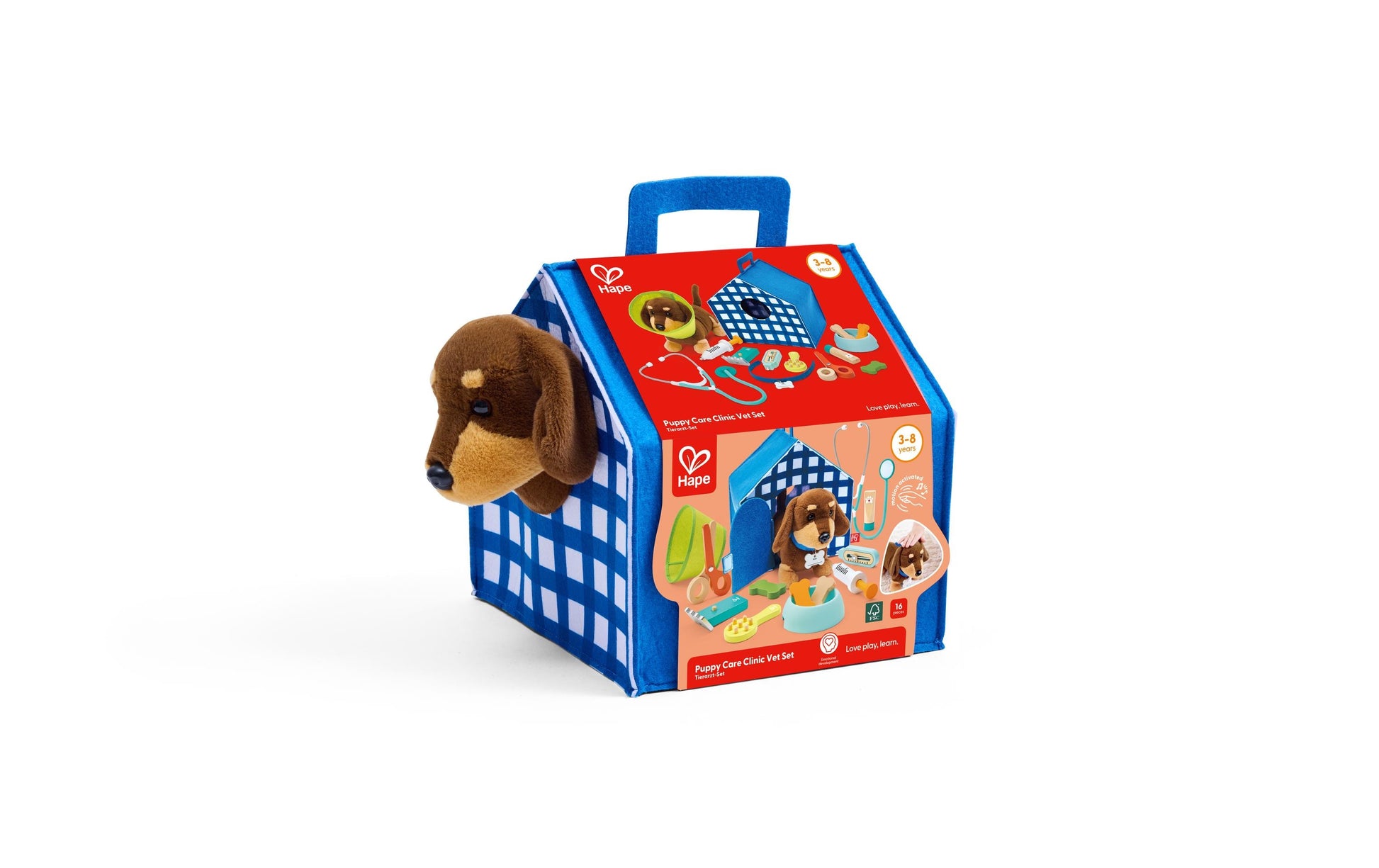 Hape Tierarzt-Spielset – 16-teilig – 20,5×18,5×20 cm – ab 3 Jahren – mehrfarbig – FSC
