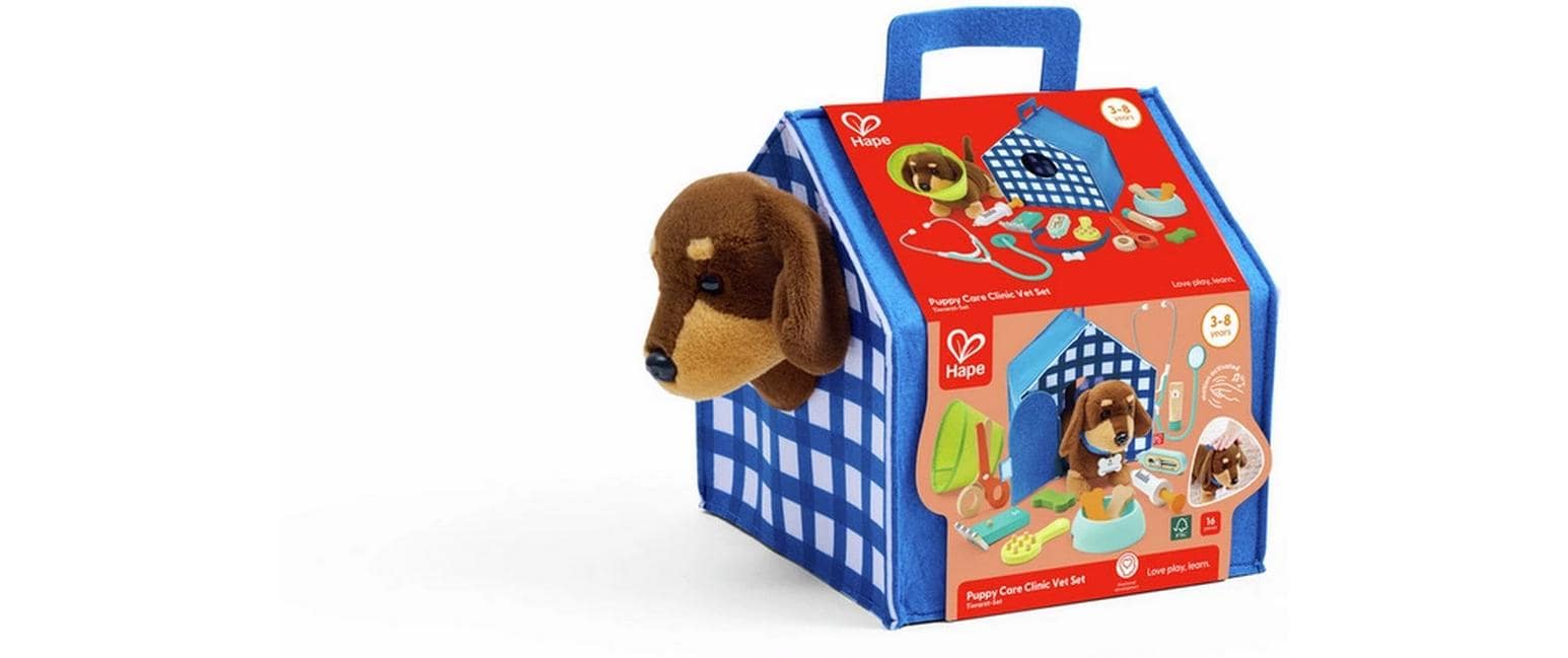 Hape Tierarzt-Spielset – 16-teilig – 20,5×18,5×20 cm – ab 3 Jahren – mehrfarbig – FSC