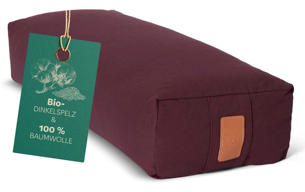 DoYourYoga Paravati Yogabolster (Rechteck) – 22 × 67 × 13 cm, Baumwolle, Dunkelrot, 1 Stk.