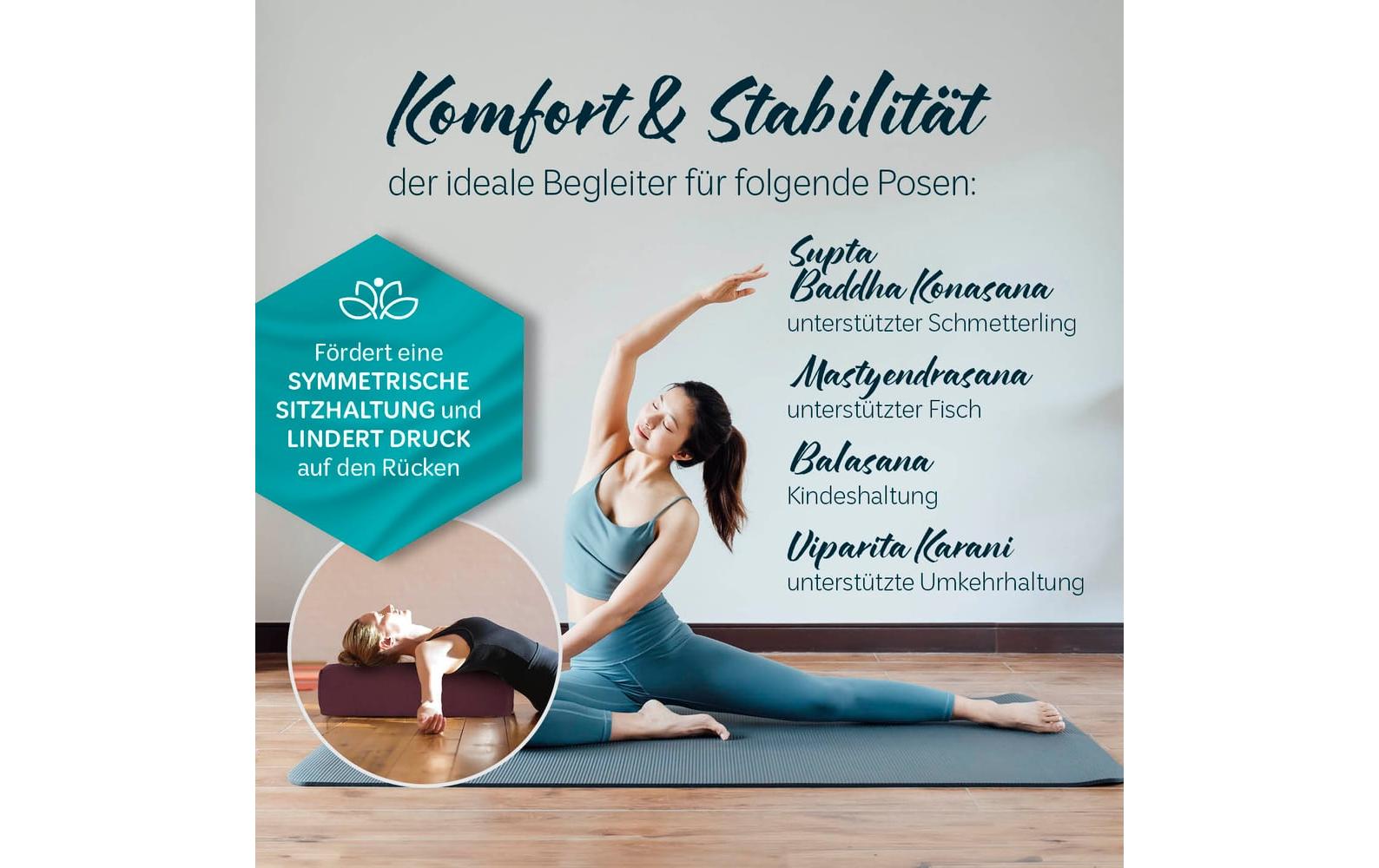 DoYourYoga Paravati Yogabolster (Rechteck) – 22 × 67 × 13 cm, Baumwolle, Dunkelrot, 1 Stk.