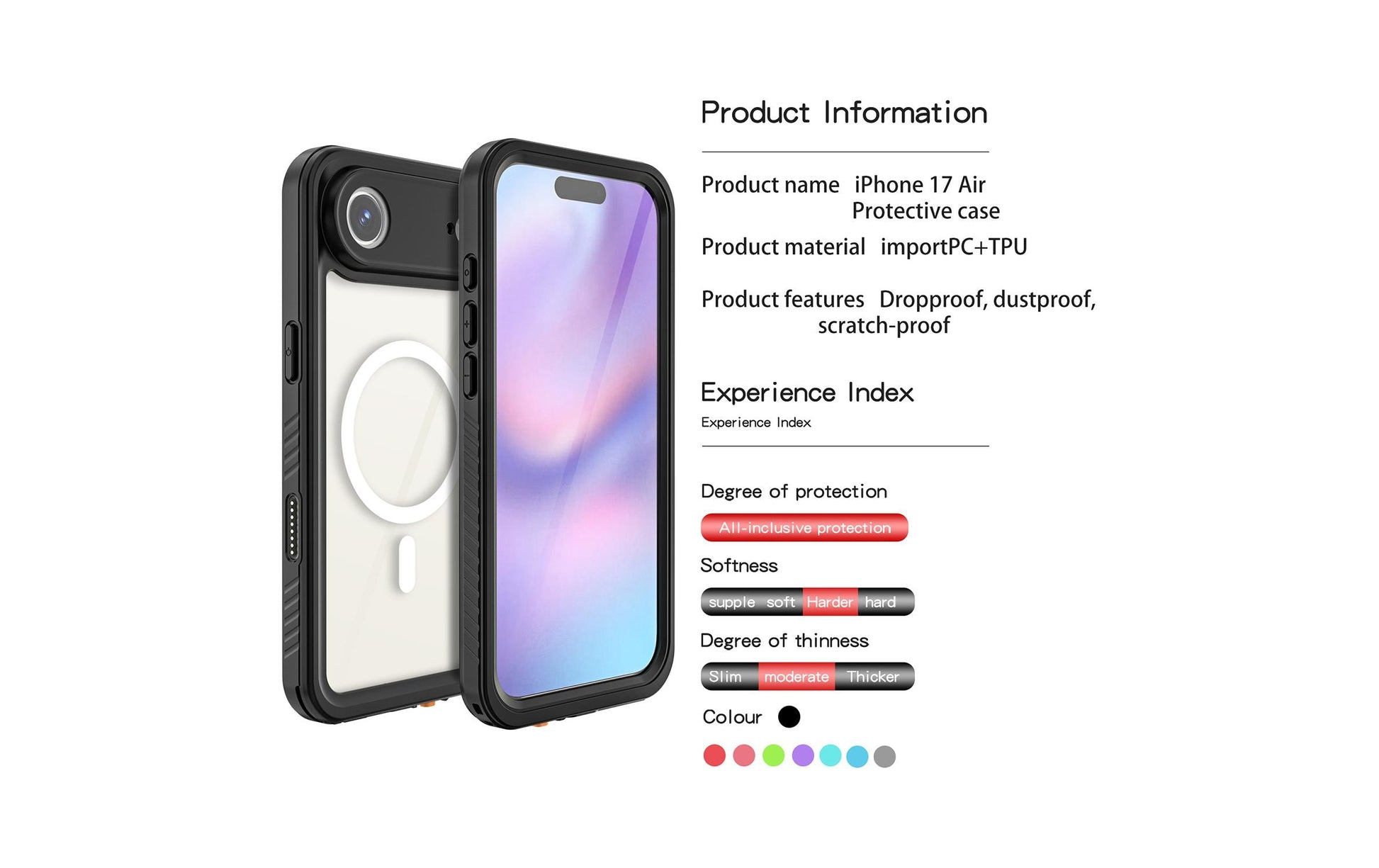 4smarts Backcover – für Apple iPhone 17 Air – schwarz – PC – MagSafe kompatibel, wasserdicht