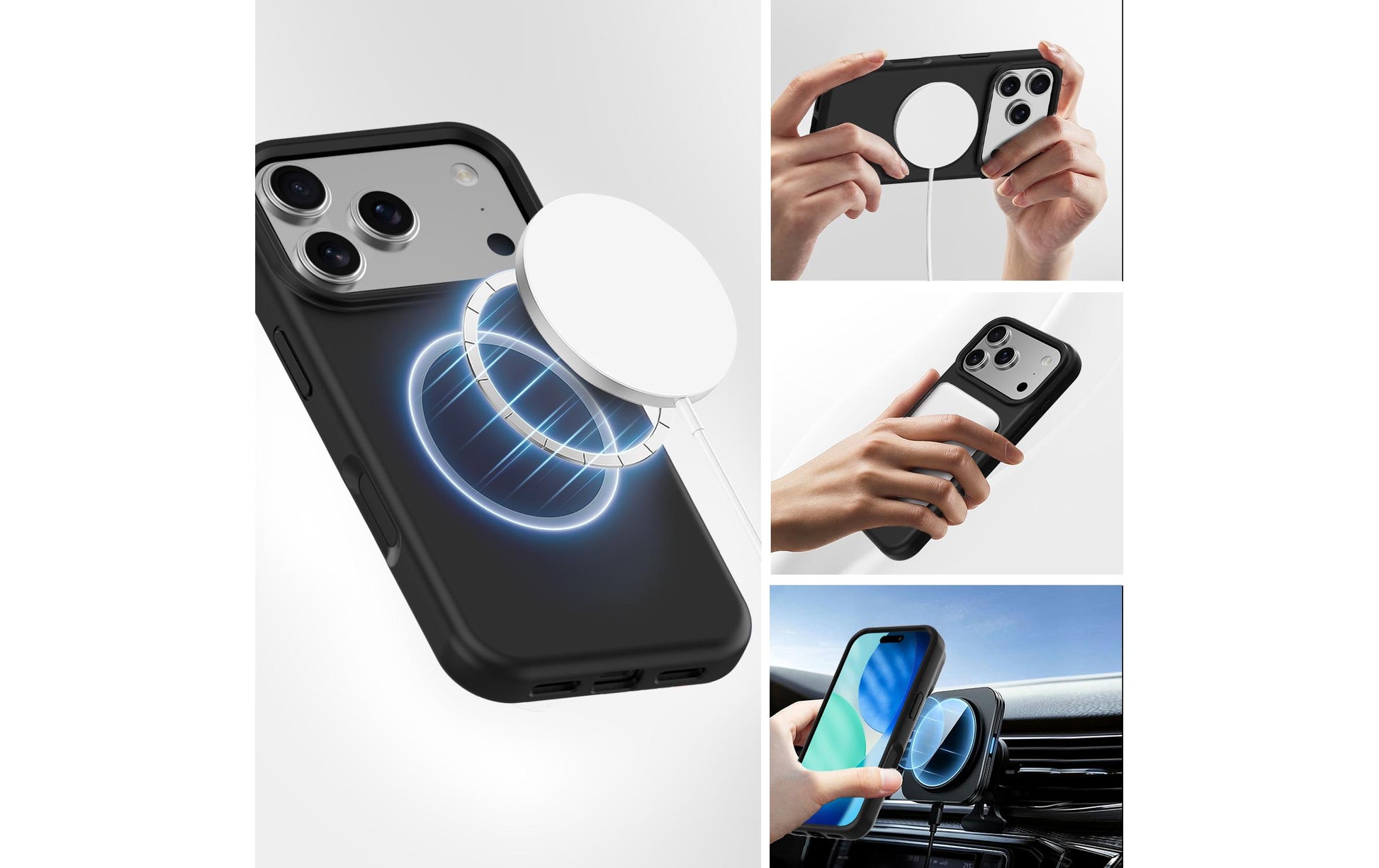 4smarts Cupertino Backcover – für Apple iPhone 17 Pro, MagSafe, Silikon+Mikrofaser, Schwarz