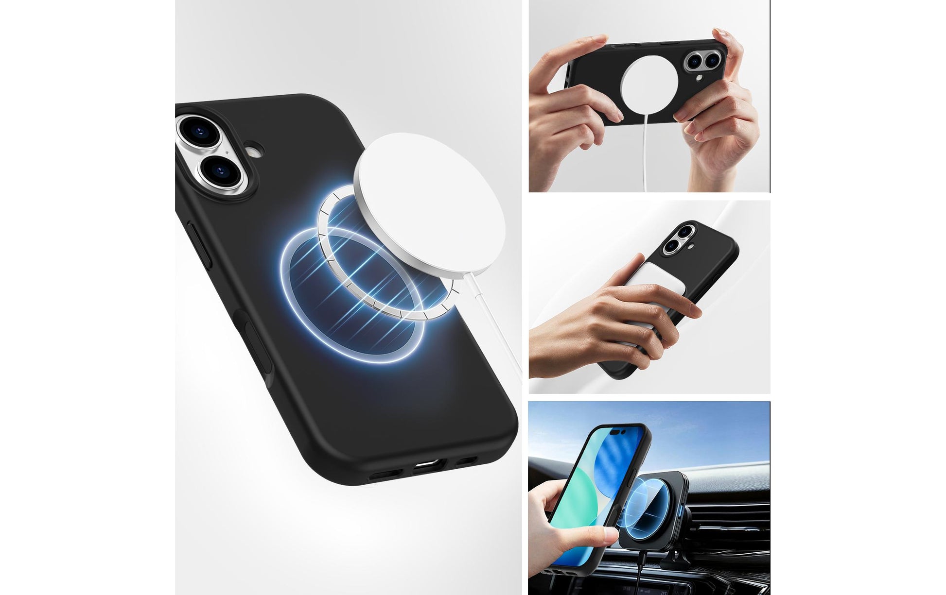 4smarts Cupertino Backcover – für Apple iPhone 17 – MagSafe, Silikon+Mikrofaser, Schwarz