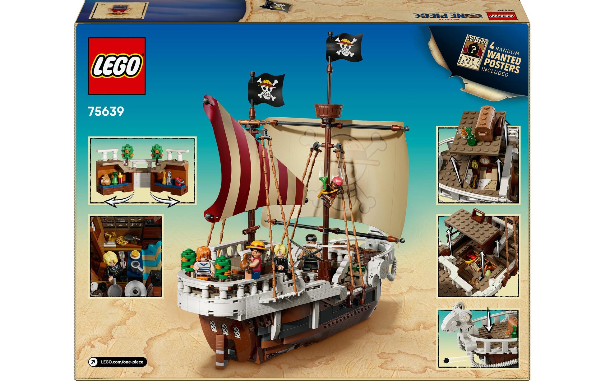LEGO Piratenschiff Flying Lamb 75639 3D-Puzzle – One Piece – 1376 Teile – 37,8 × 9,4 × 48 cm – ab 10 Jahren