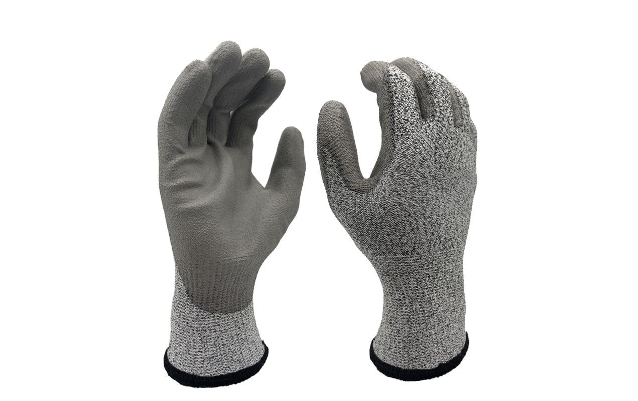 Ftm Schnittschutzhandschuhe – Grösse XL – Nylon/Polyethylen, PU-beschichtete Unterseite, Grau, Reissfest