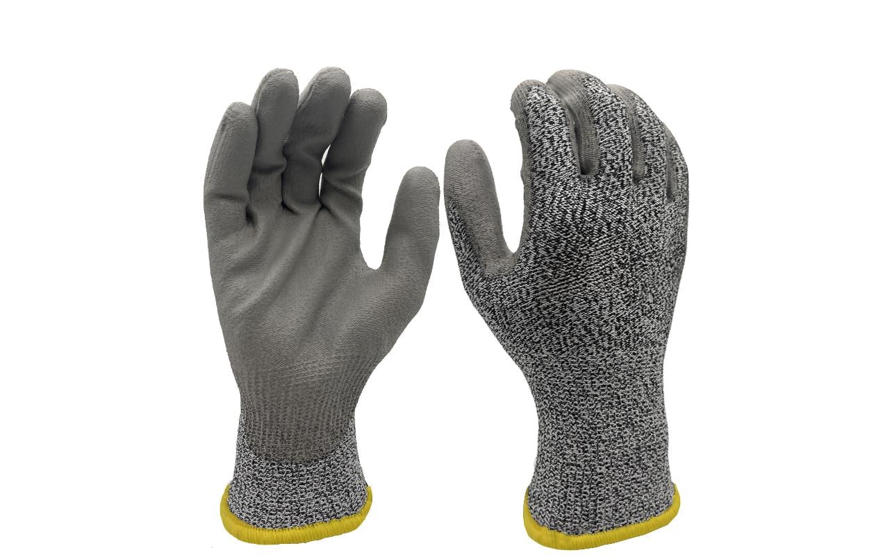 Ftm Schnittschutzhandschuhe – M – Glasfaser/Nylon/PE, PU-beschichtet, Grau